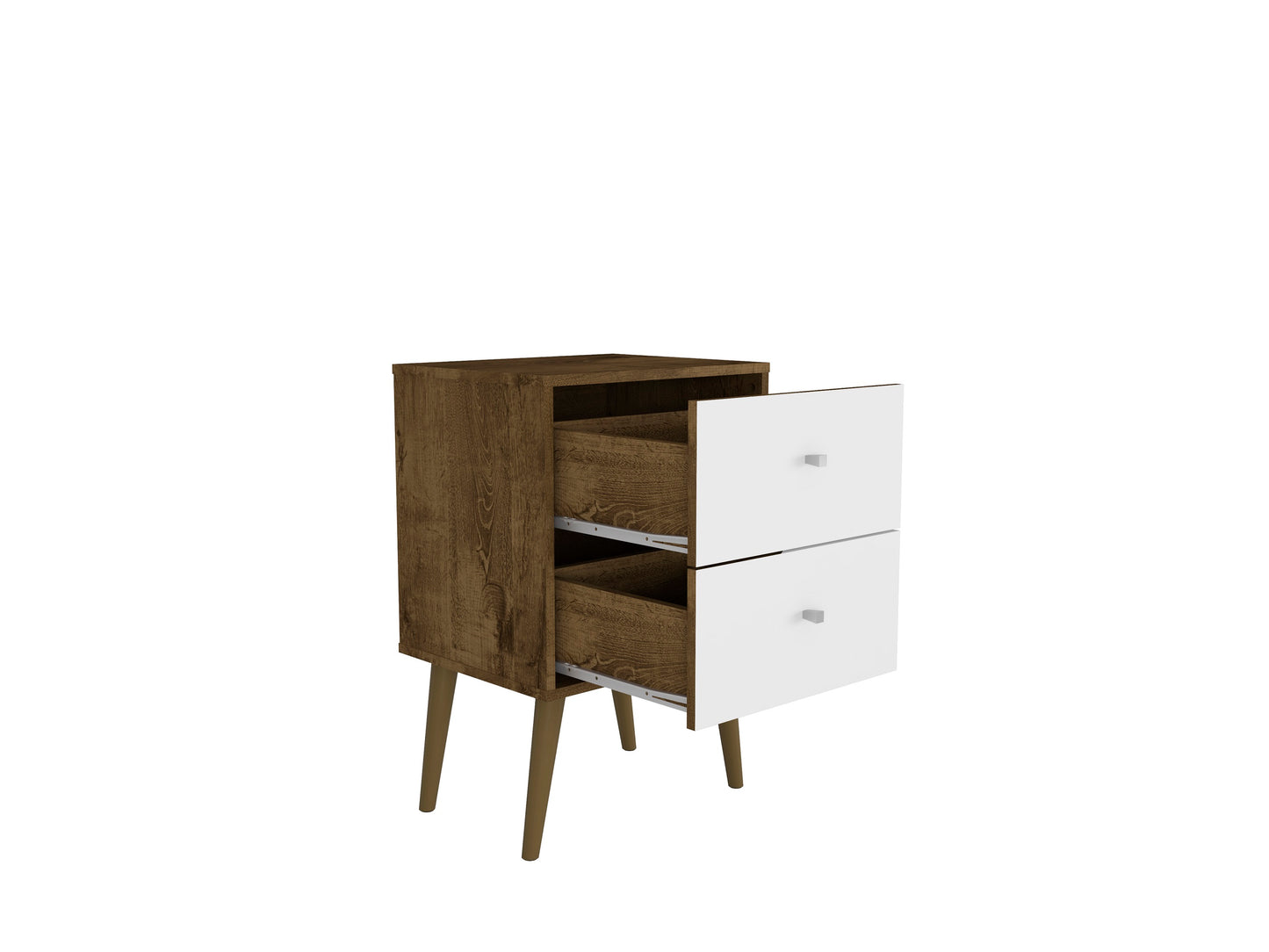 Liberty Mid-Century Modern 18" Nightstand in Rustic Brown and White (2-Drawer) 204AMC96
