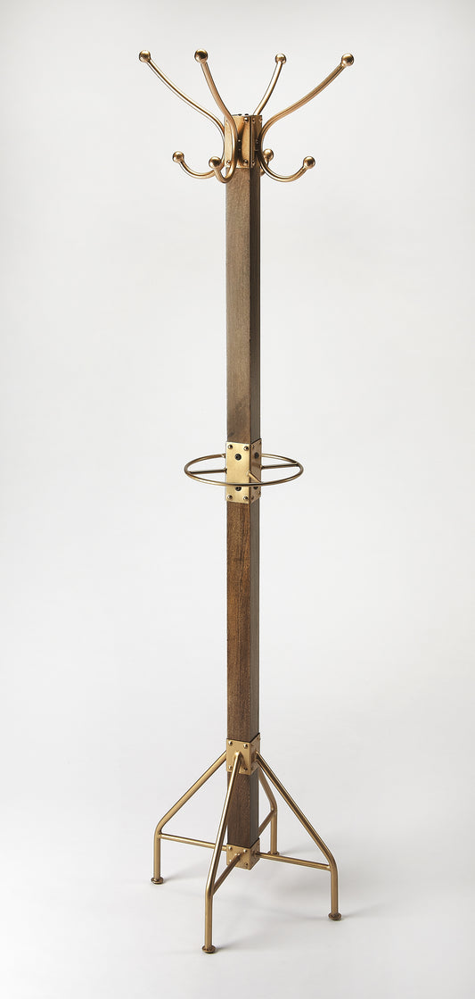 Logan Square Wood & Antique Coat Rack/Tree in Medium Brown 2059226