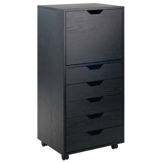 Halifax Tall Storage Cabinet, 5-Drawer, Black