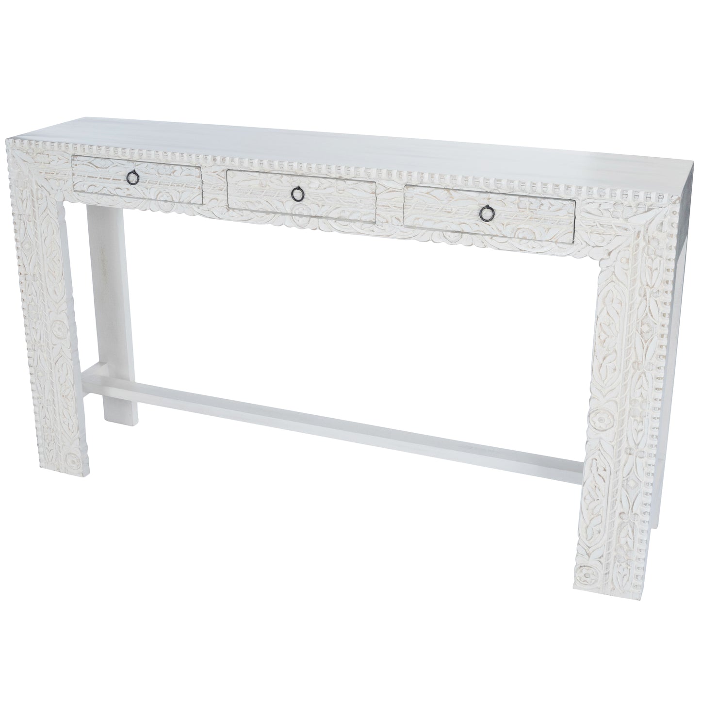Butler Specialty Company Janta 55.5 in. W Rectangular Solid Wood 3 Drawer Console Table, White