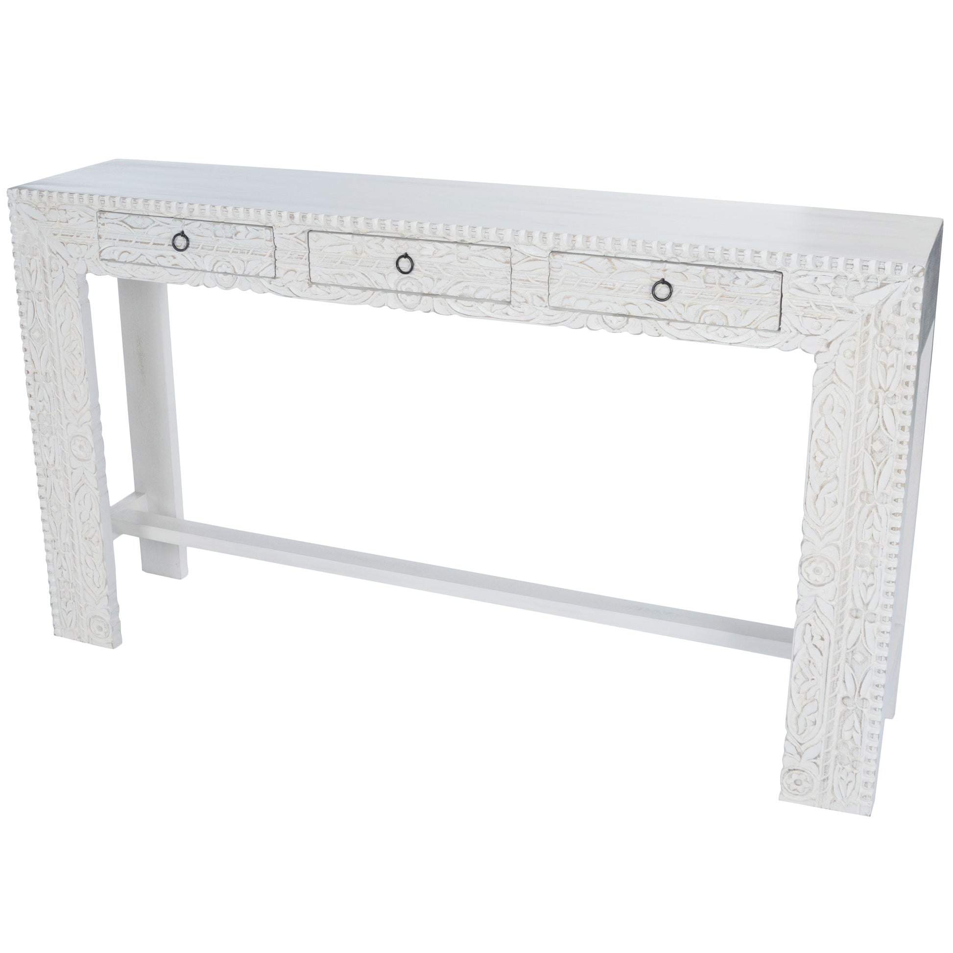 Butler Specialty Company Janta 55.5 in. W Rectangular Solid Wood 3 Drawer Console Table, White