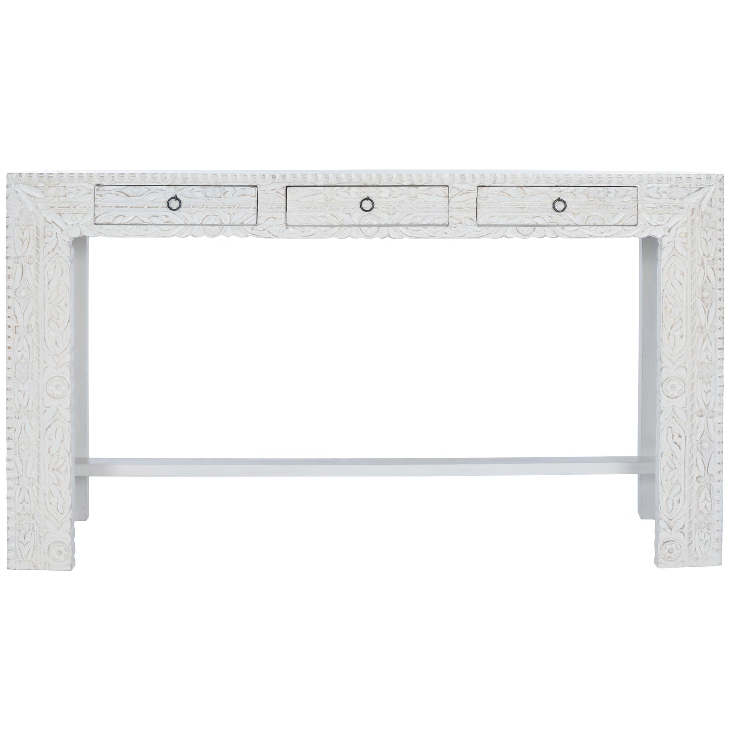 Butler Specialty Company Janta 55.5 in. W Rectangular Solid Wood 3 Drawer Console Table, White
