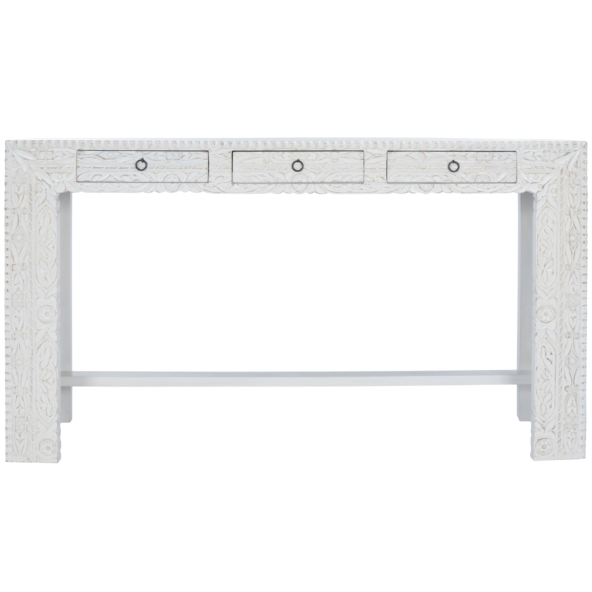 Butler Specialty Company Janta 55.5 in. W Rectangular Solid Wood 3 Drawer Console Table, White