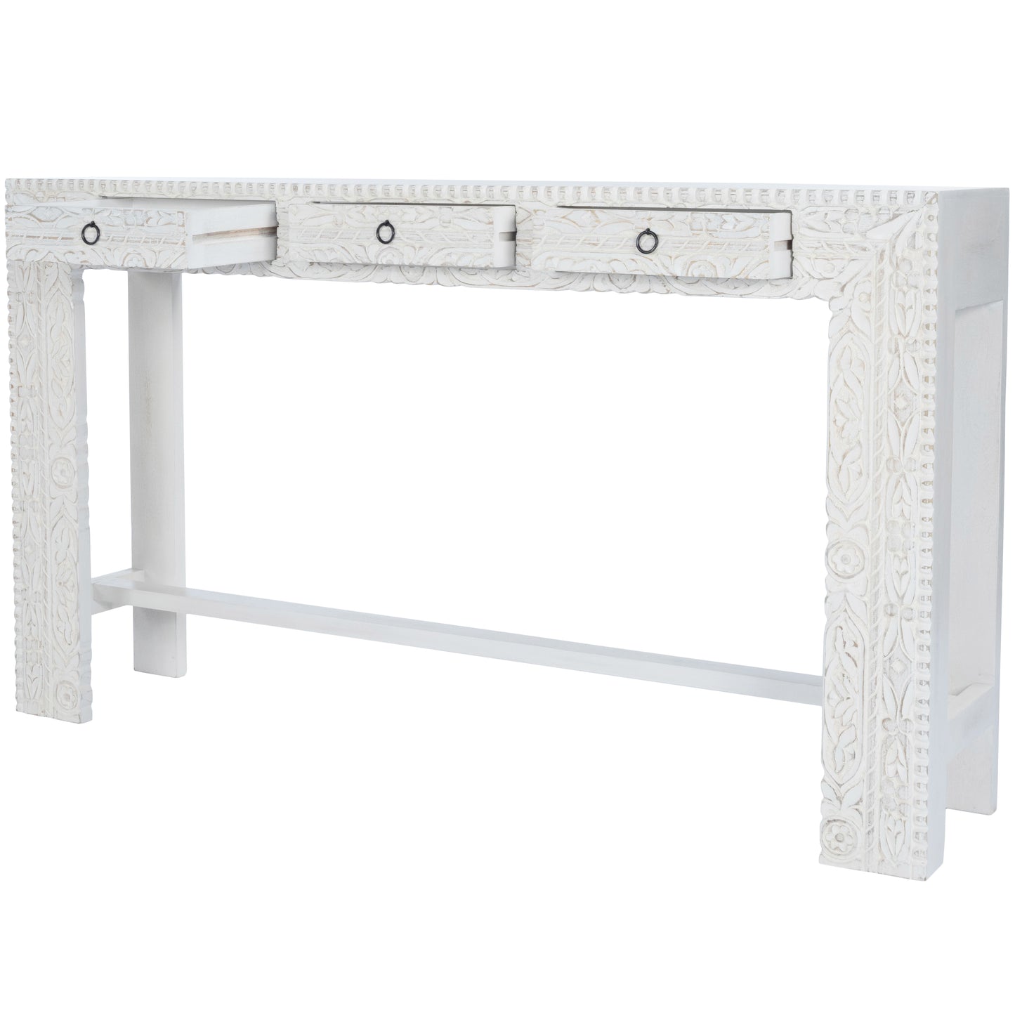 Butler Specialty Company Janta 55.5 in. W Rectangular Solid Wood 3 Drawer Console Table, White