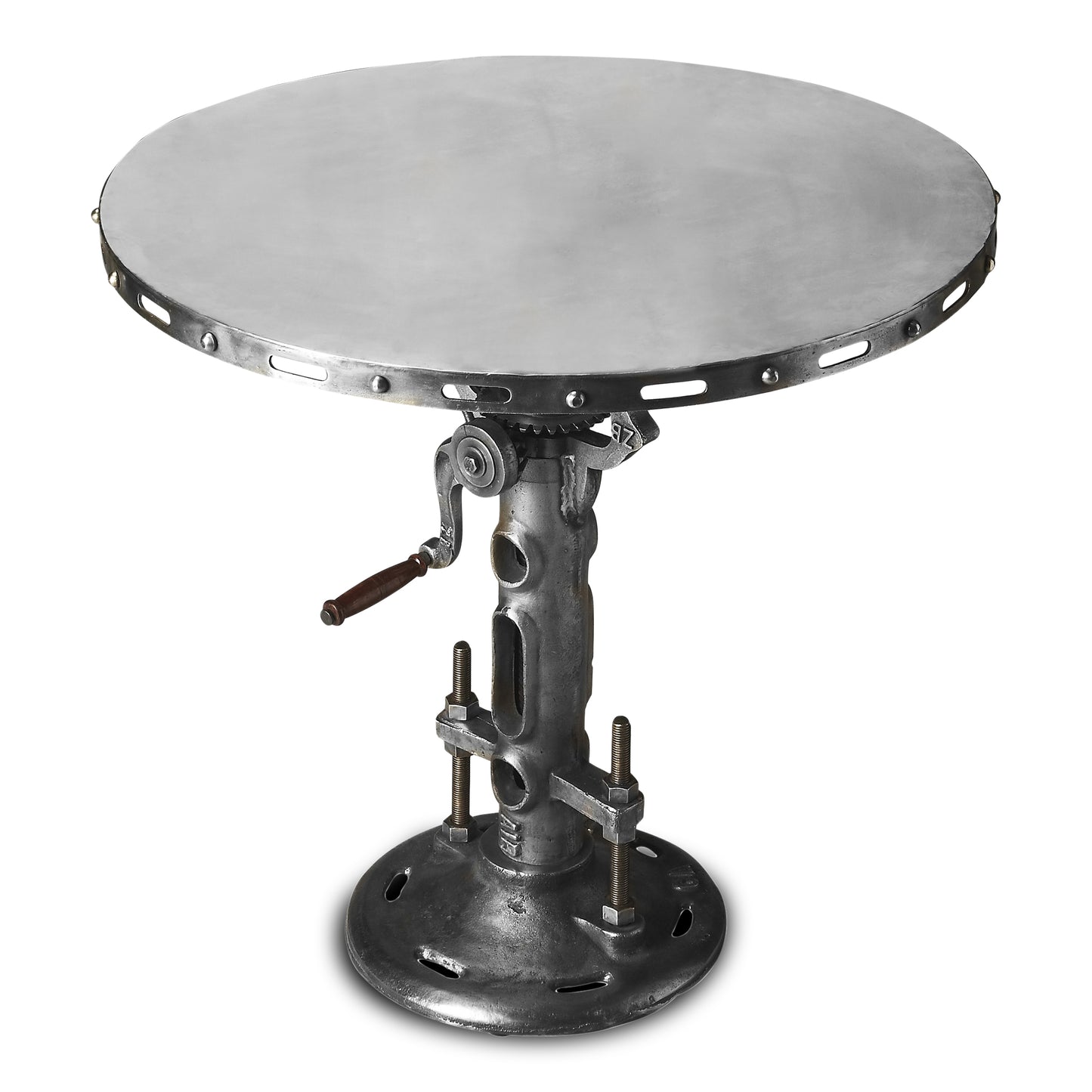 Butler Specialty Company Fenwick 31.5 in. W Round Metal Adjustable Height Industrial Hall/Pub Table, Silver