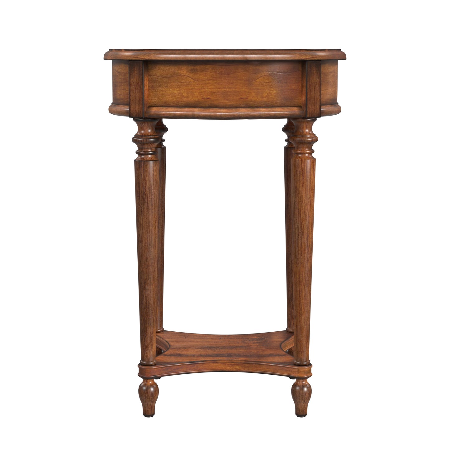 Butler Specialty Company Jules 17.5 in. W Round Wood 1 Drawer End Table with Lower Open Shelf, Medium Brown
