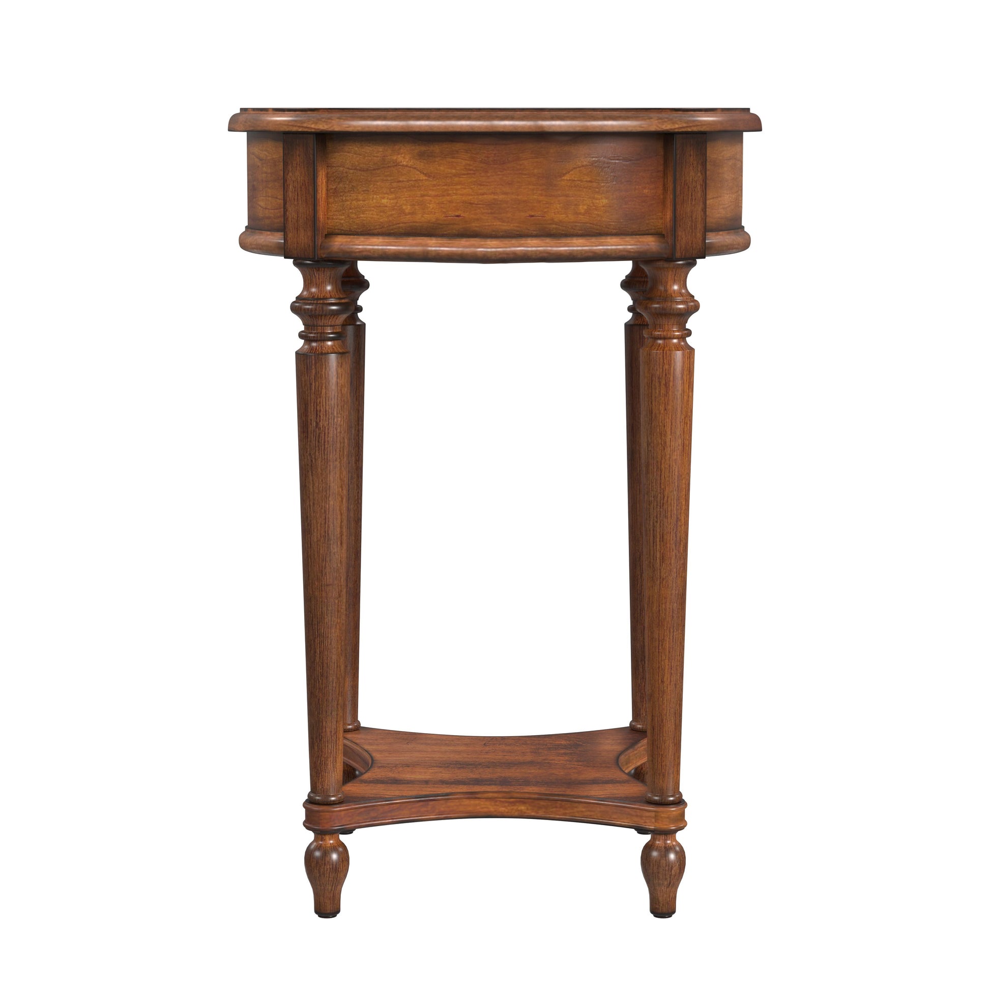 Butler Specialty Company Jules 17.5 in. W Round Wood 1 Drawer End Table with Lower Open Shelf, Medium Brown
