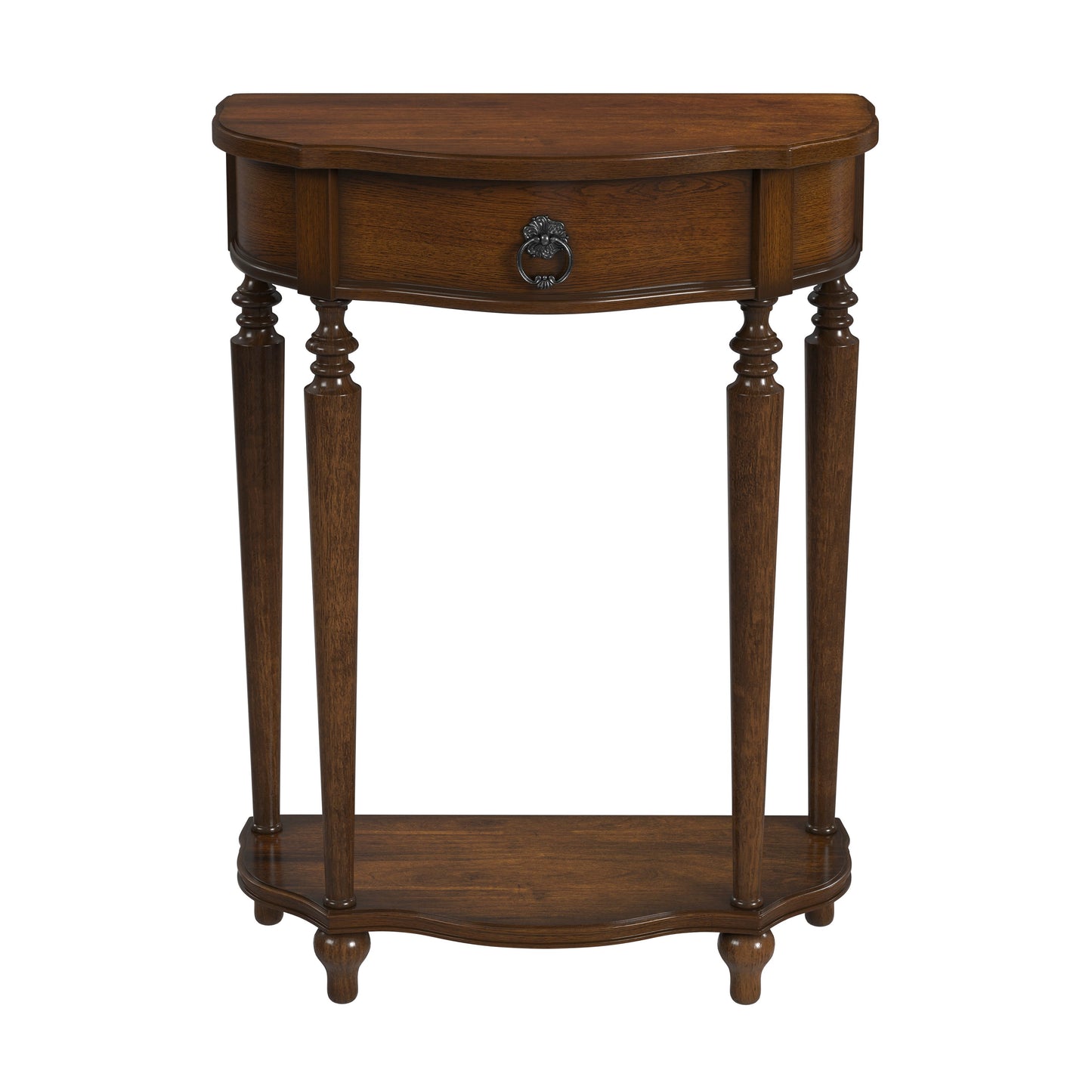 Ashby Demilune Console Table with Storage in Medium Brown  2101011