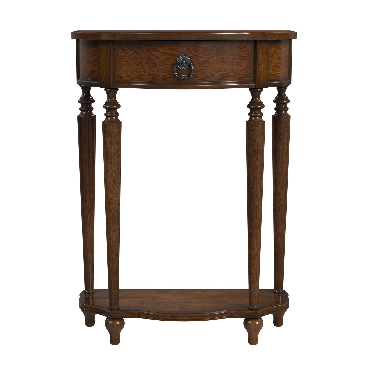 Ashby Demilune Console Table with Storage in Medium Brown  2101011