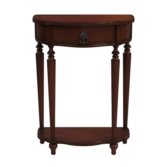 Butler Specialty Company Ashby 22 in. W Demilune Wood 1 Drawer Console Table with Lower Open Shelf, Dark Brown