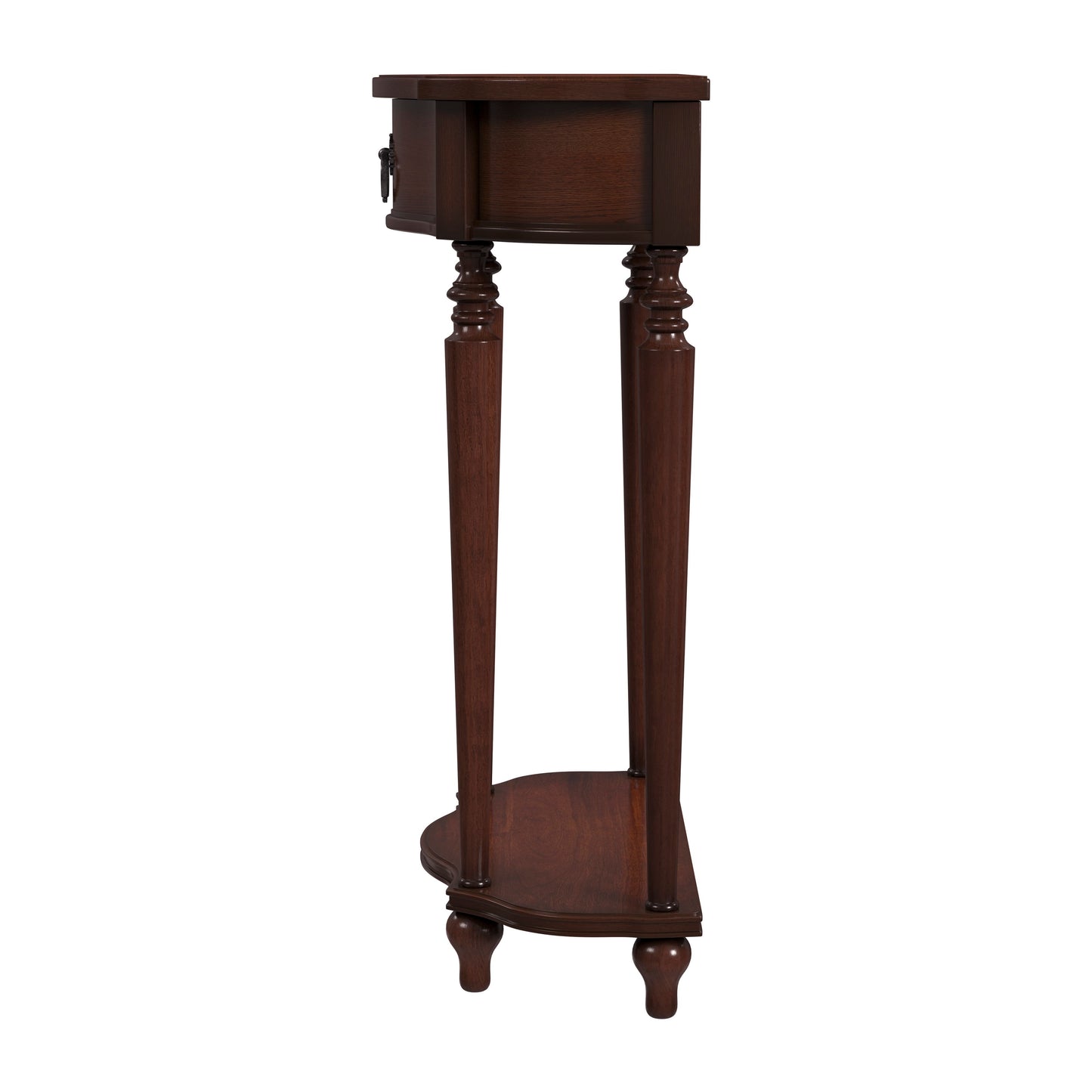 Butler Specialty Company Ashby 22 in. W Demilune Wood 1 Drawer Console Table with Lower Open Shelf, Dark Brown