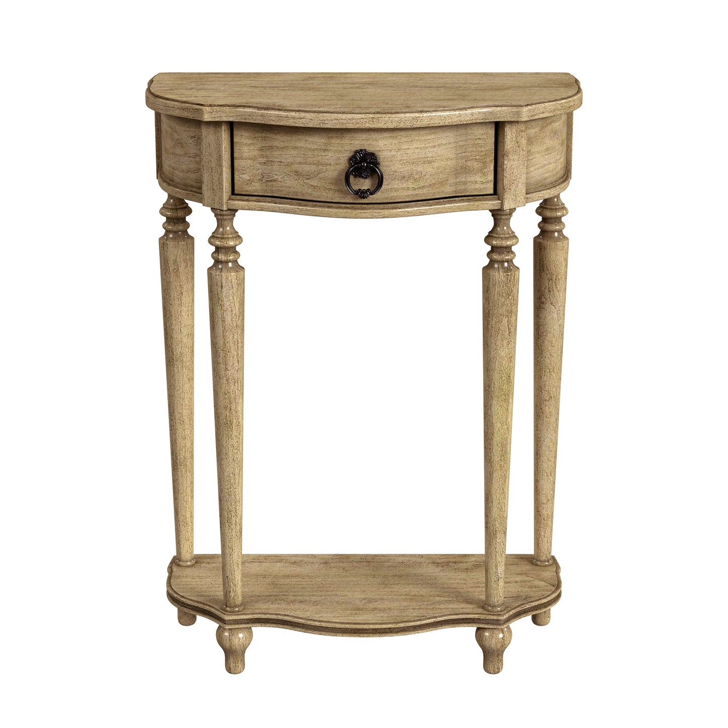 Butler Specialty Company Ashby 22 in. W Demilune Wood 1 Drawer Console Table with Lower Open Shelf, Beige