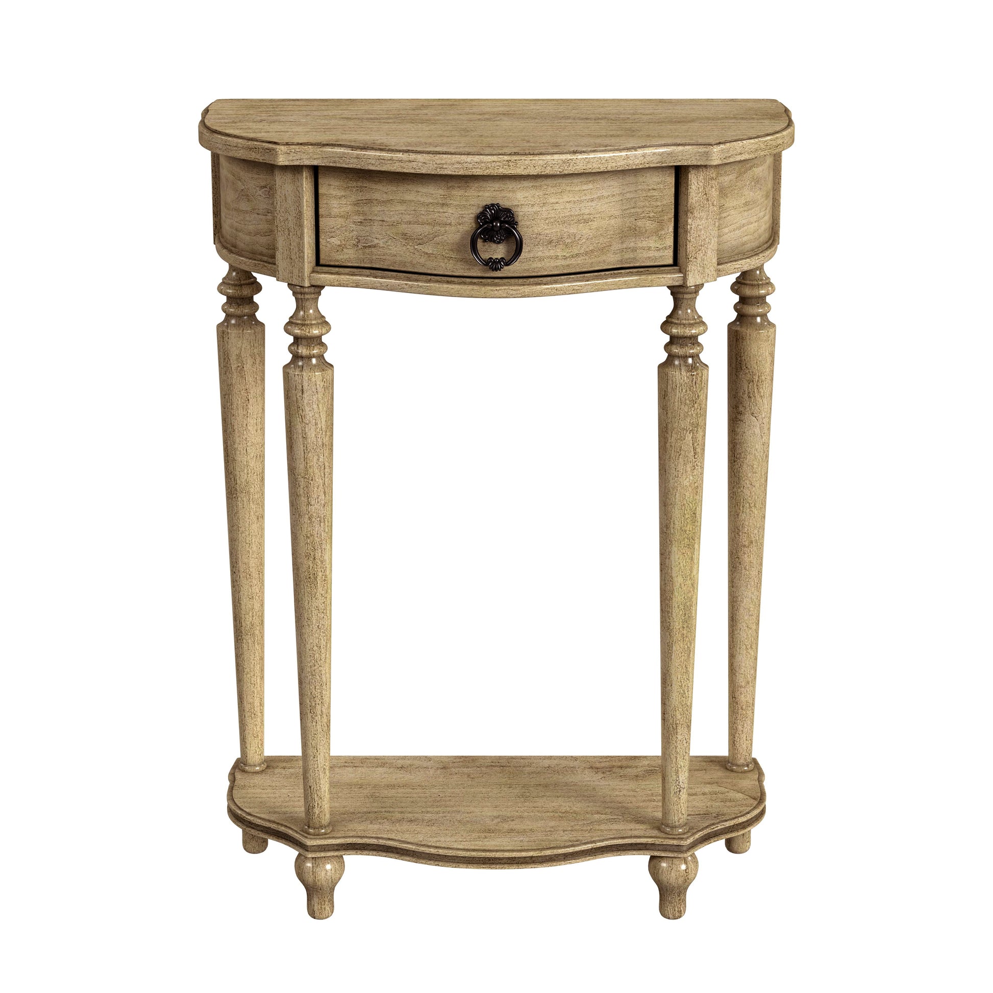 Butler Specialty Company Ashby 22 in. W Demilune Wood 1 Drawer Console Table with Lower Open Shelf, Beige
