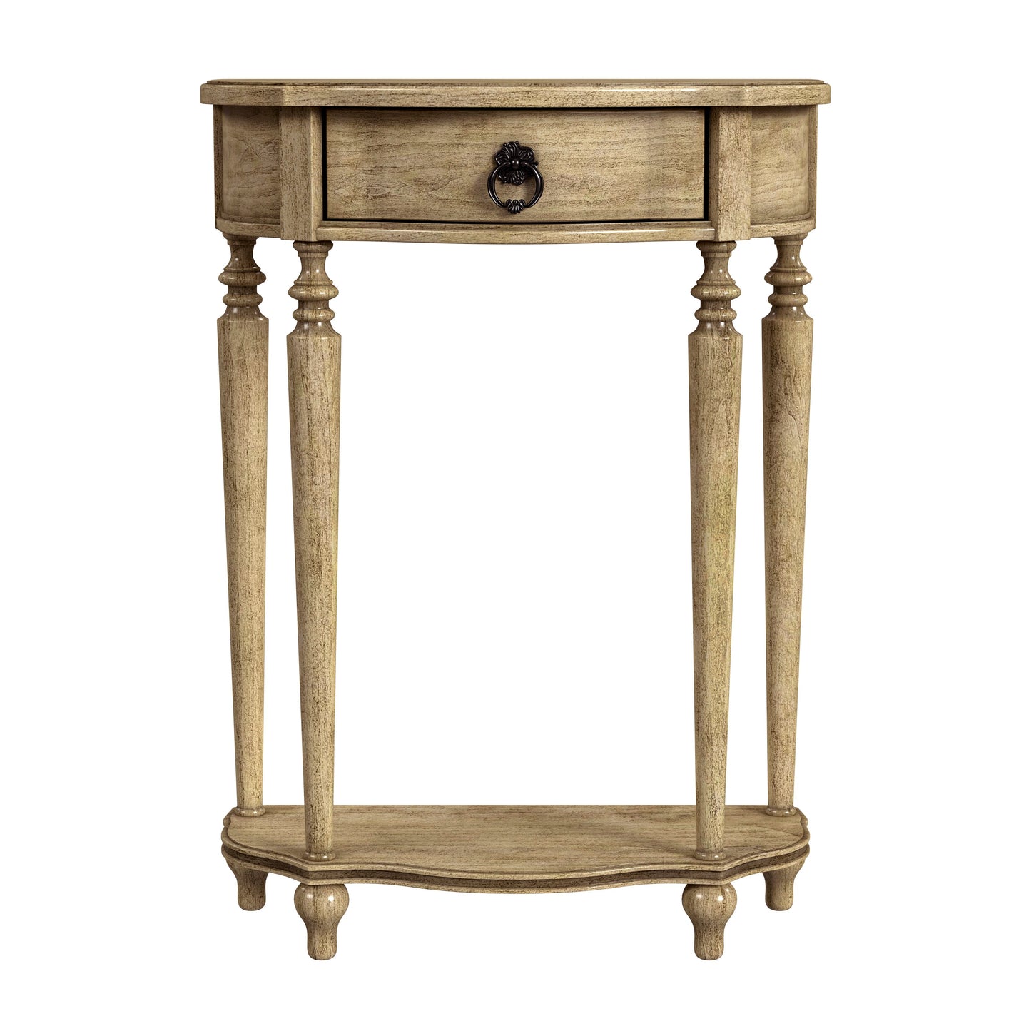 Butler Specialty Company Ashby 22 in. W Demilune Wood 1 Drawer Console Table with Lower Open Shelf, Beige
