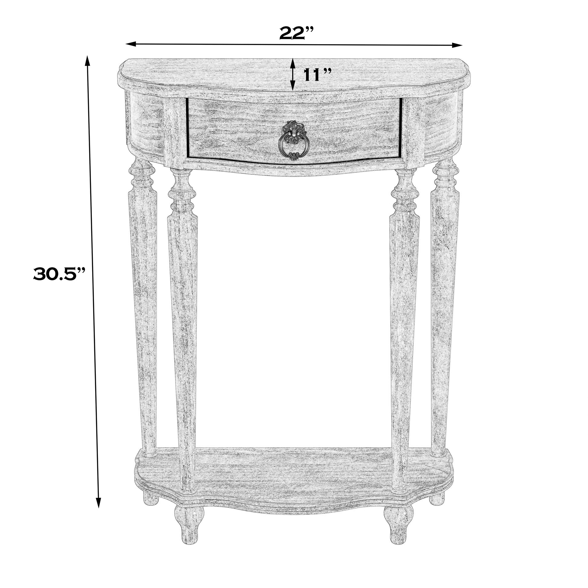 Butler Specialty Company Ashby 22 in. W Demilune Wood 1 Drawer Console Table with Lower Open Shelf, Beige