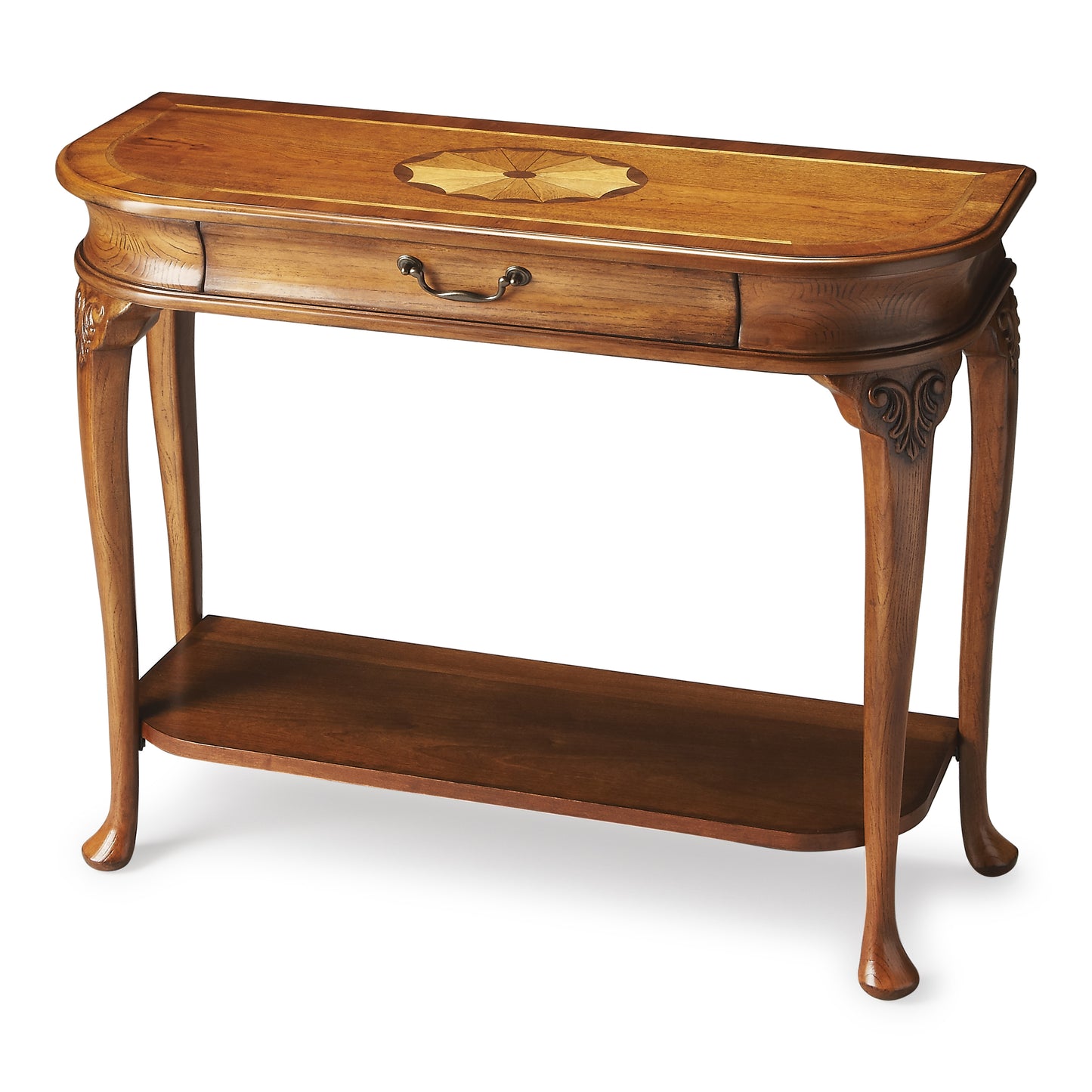 Butler Specialty Company Ridgeland 36 in. W Rectangular Wood 1 Drawer Console Table with Lower Open Shelf, Medium Brown