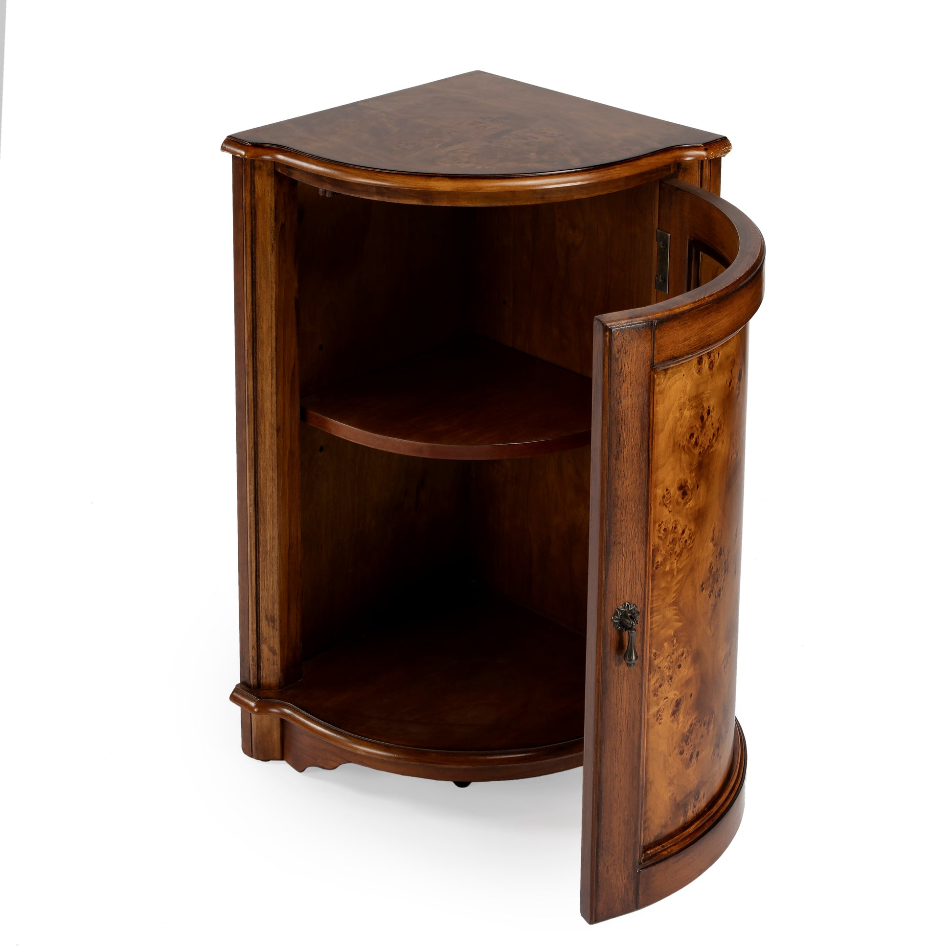 Butler Specialty Company Durham 22.75 in. W Triangular Wood 1 Door Corner Cabinet, Medium Brown
