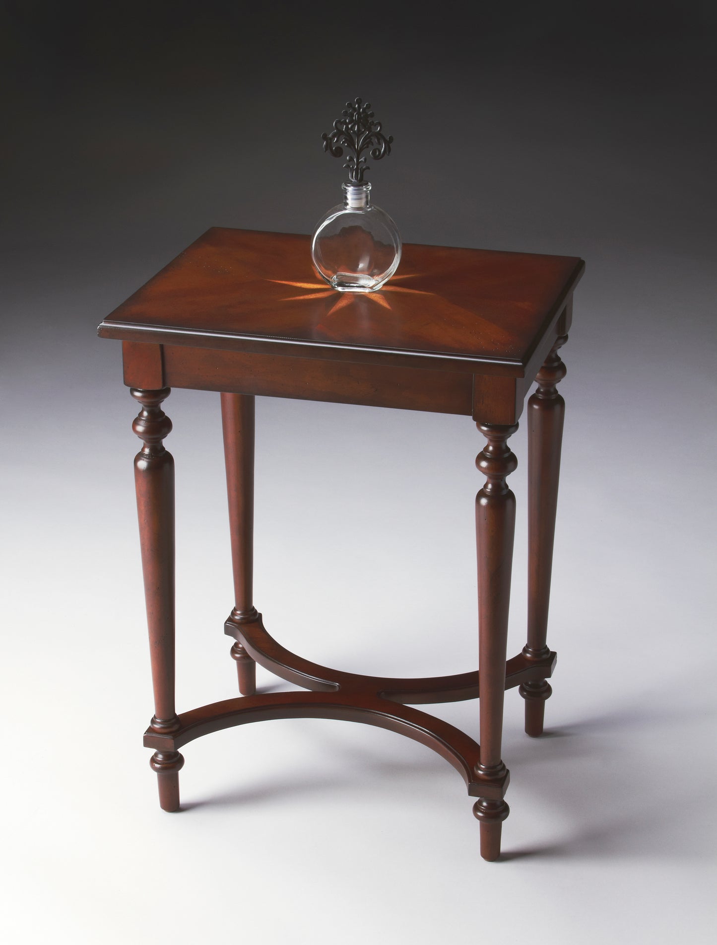 Butler Specialty Company Tyler 18 in. W Rectangular Wood Side Table with 4-Way Match Veneer Inlay, Dark Brown
