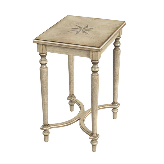 Butler Specialty Company Tyler 18 in. W Rectangular Wood Side Table with 4-Way Match Veneer Inlay, Beige