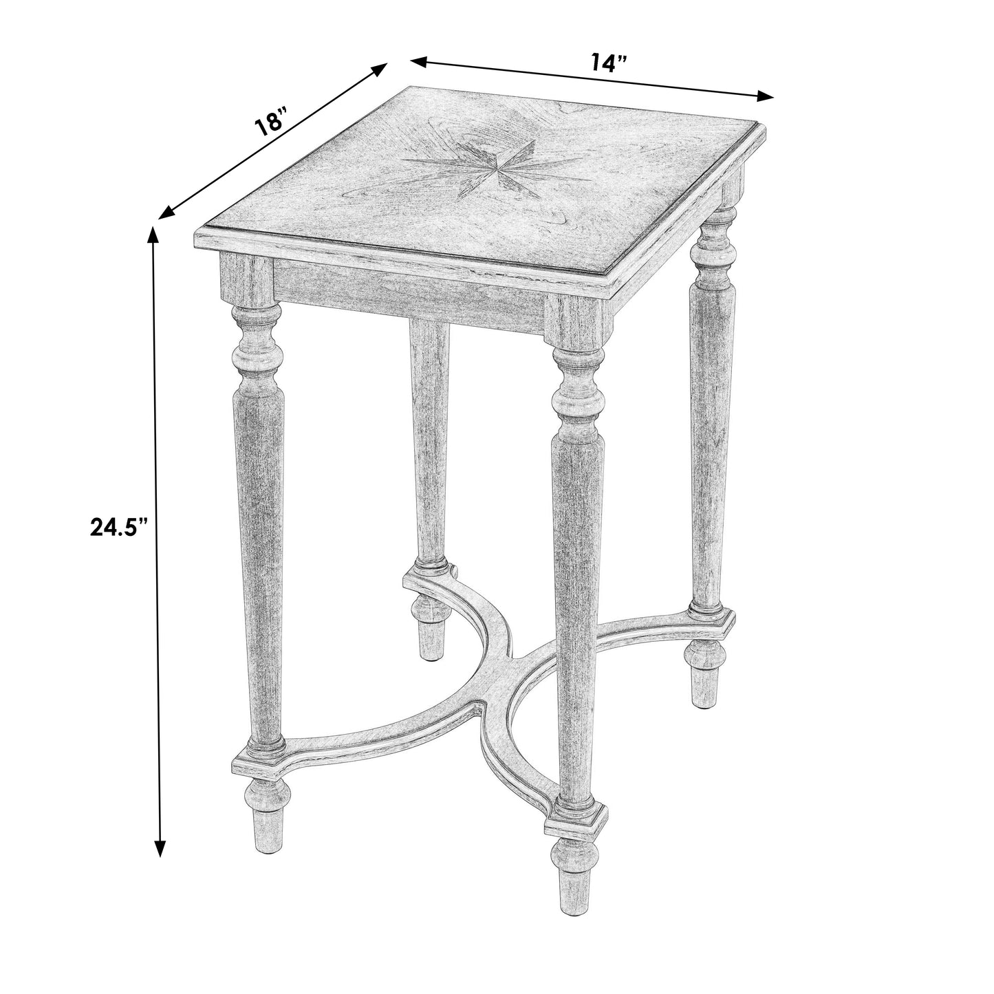Butler Specialty Company Tyler 18 in. W Rectangular Wood Side Table with 4-Way Match Veneer Inlay, Beige