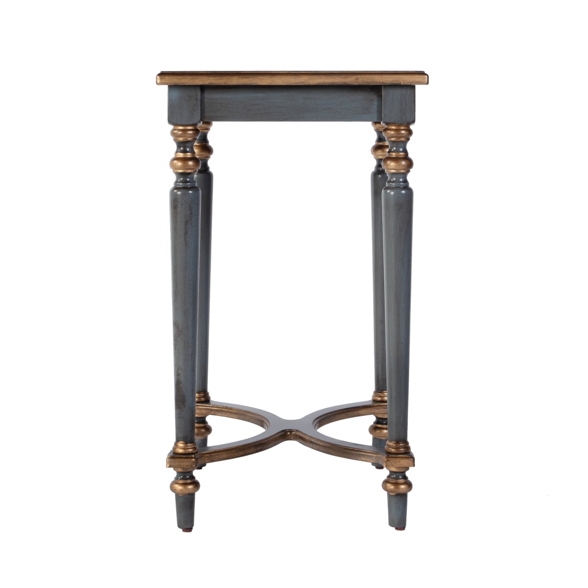 Butler Specialty Company Tyler 18 in. W Rectangular Wood Side Table with 4-Way Match Veneer Inlay, Pastel Blue
