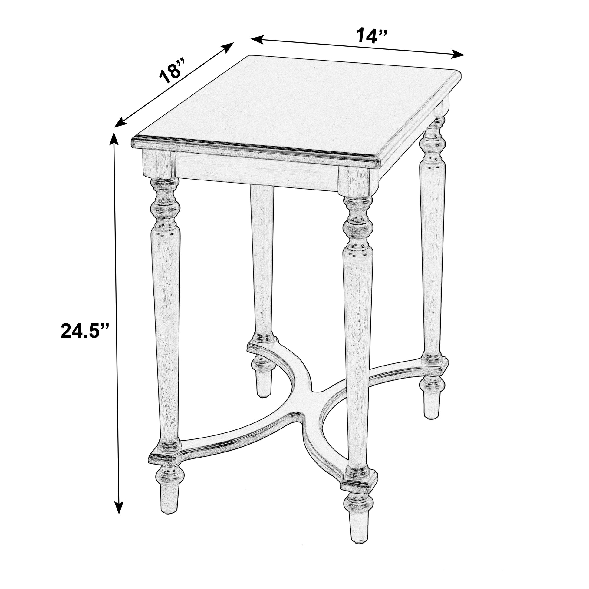 Butler Specialty Company Tyler 18 in. W Rectangular Wood Side Table with 4-Way Match Veneer Inlay, Pastel Blue