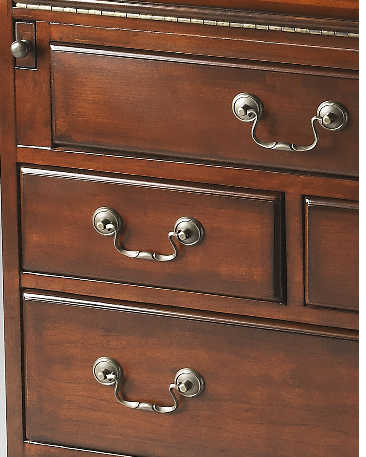 Butler Specialty Company Danforth 25.5 in. W Rectangular Wood 5 Drawer Secretary with Drop Front Writing Surface, Dark Brown