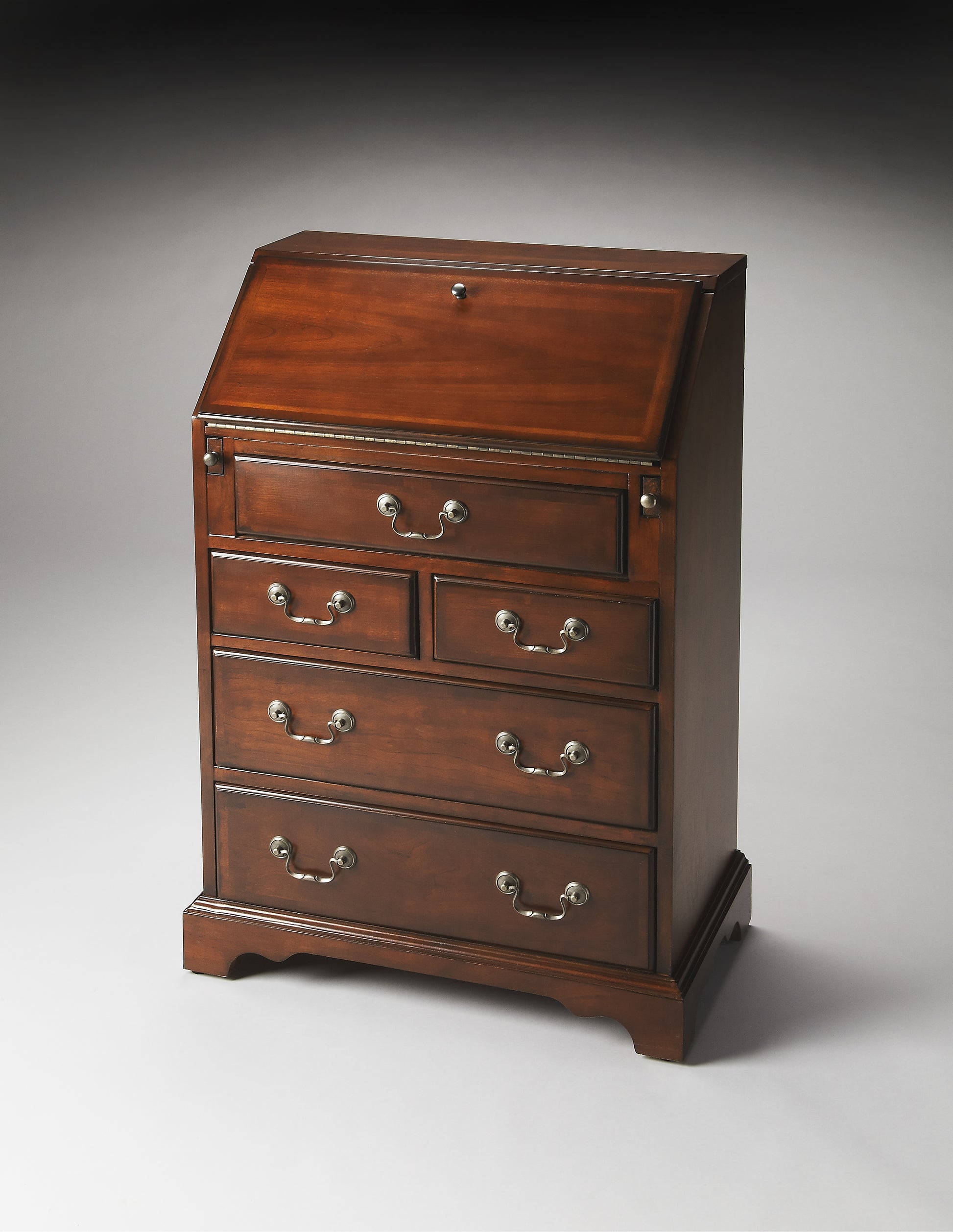 Butler Specialty Company Danforth 25.5 in. W Rectangular Wood 5 Drawer Secretary with Drop Front Writing Surface, Dark Brown