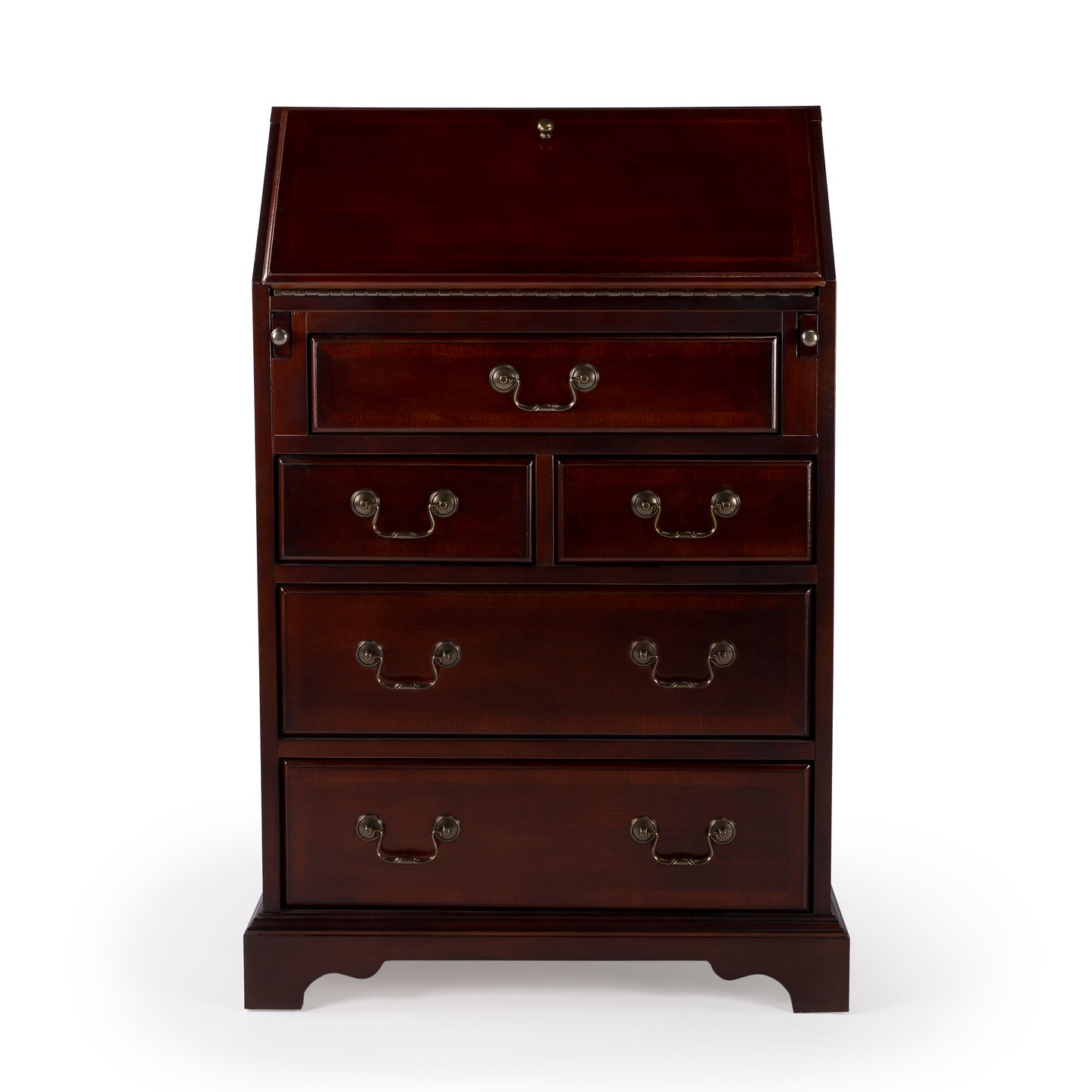 Butler Specialty Company Danforth 25.5 in. W Rectangular Wood 5 Drawer Secretary with Drop Front Writing Surface, Dark Brown