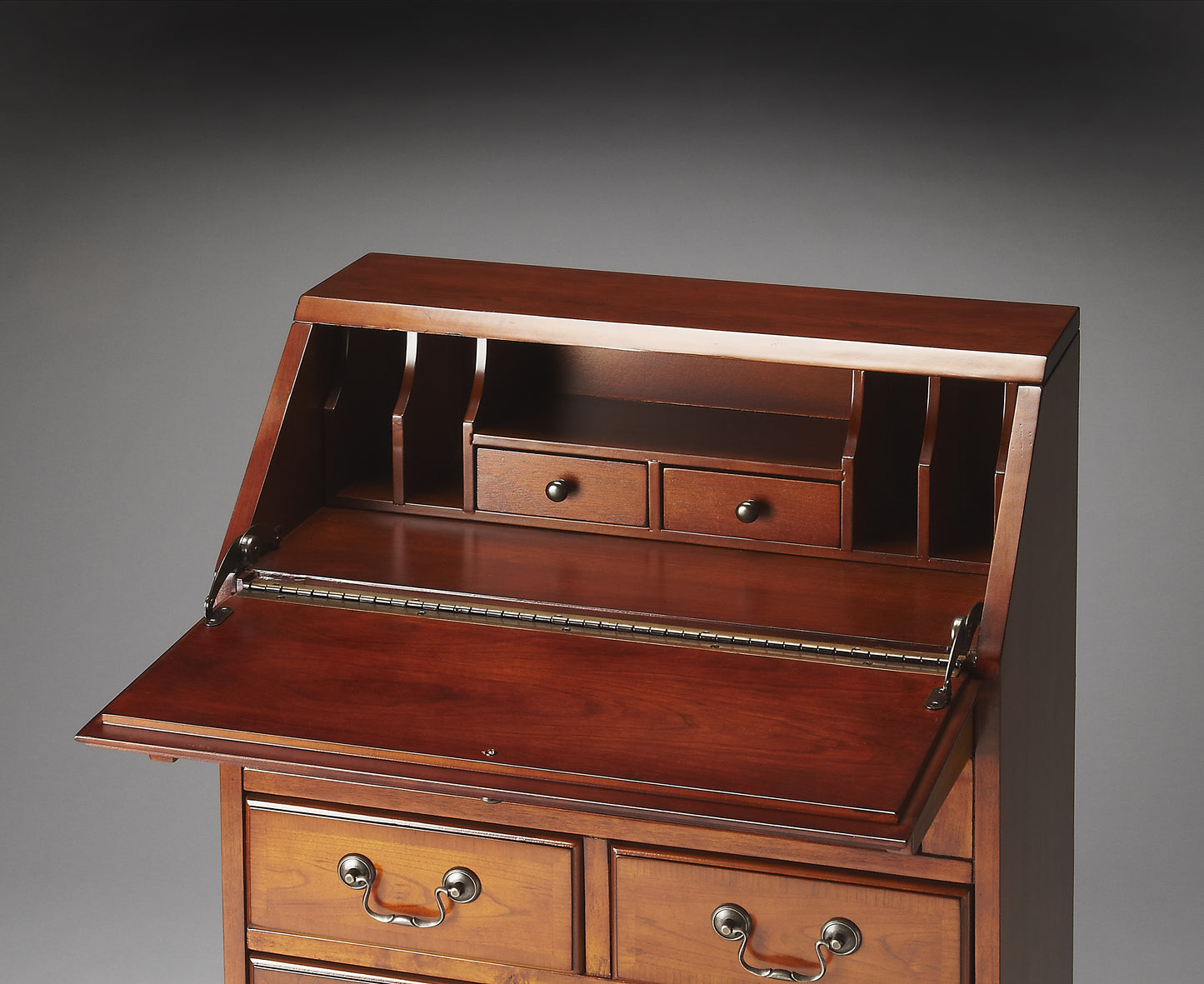 Butler Specialty Company Danforth 25.5 in. W Rectangular Wood 5 Drawer Secretary with Drop Front Writing Surface, Medium Brown