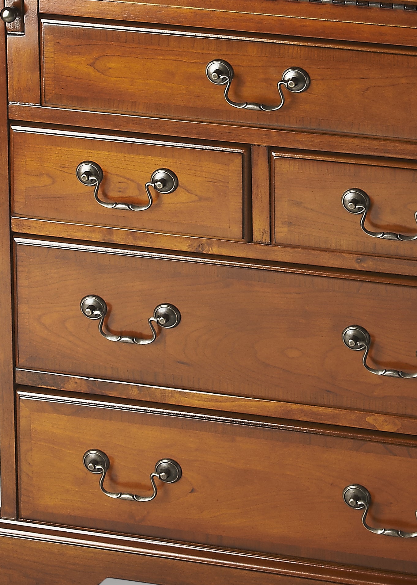 Butler Specialty Company Danforth 25.5 in. W Rectangular Wood 5 Drawer Secretary with Drop Front Writing Surface, Medium Brown
