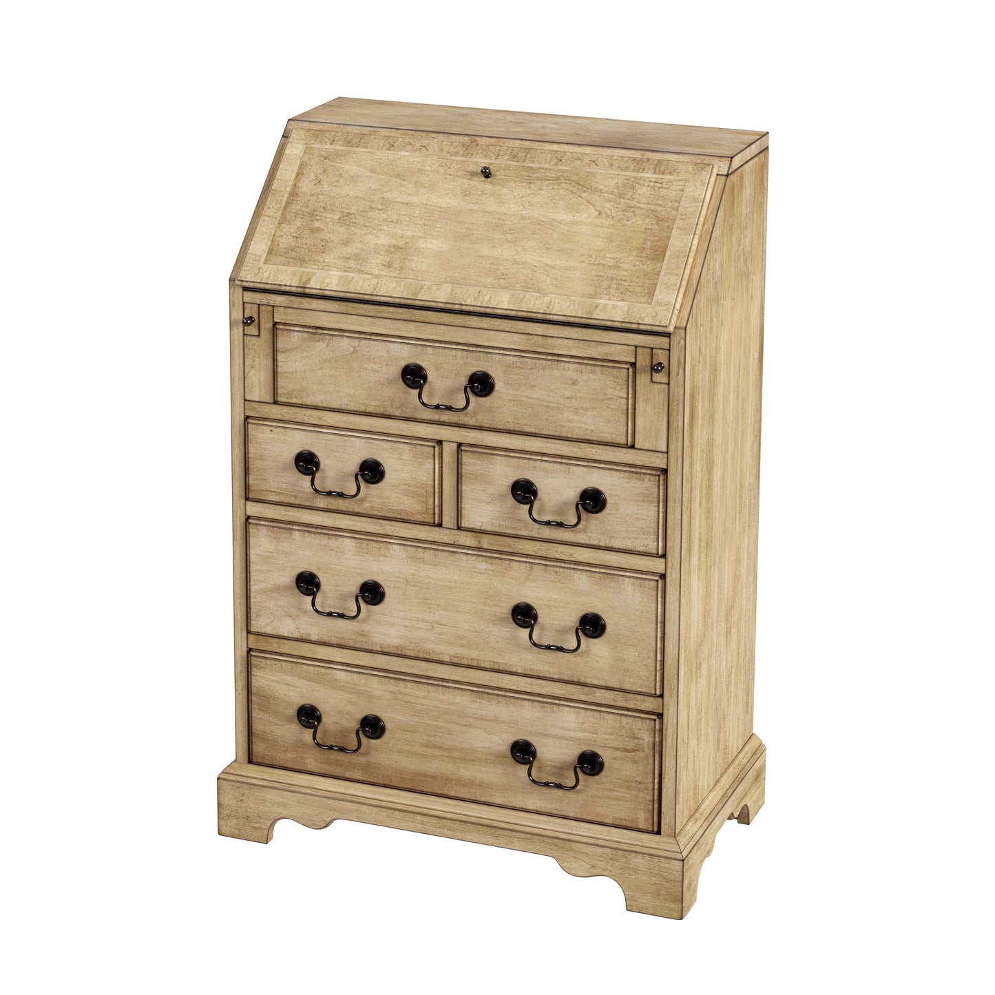 Butler Specialty Company Danforth 25.5 in. W Rectangular Wood 5 Drawer Secretary with Drop Front Writing Surface, Beige