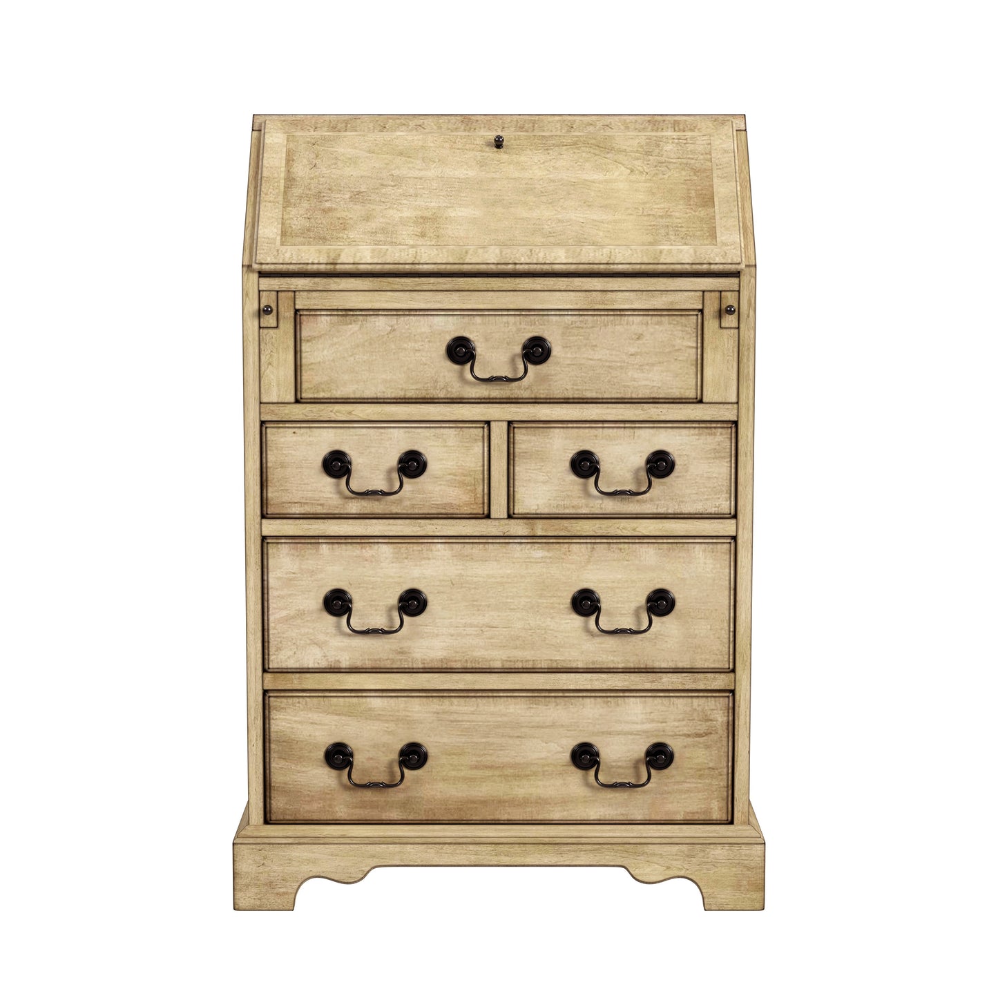 Butler Specialty Company Danforth 25.5 in. W Rectangular Wood 5 Drawer Secretary with Drop Front Writing Surface, Beige