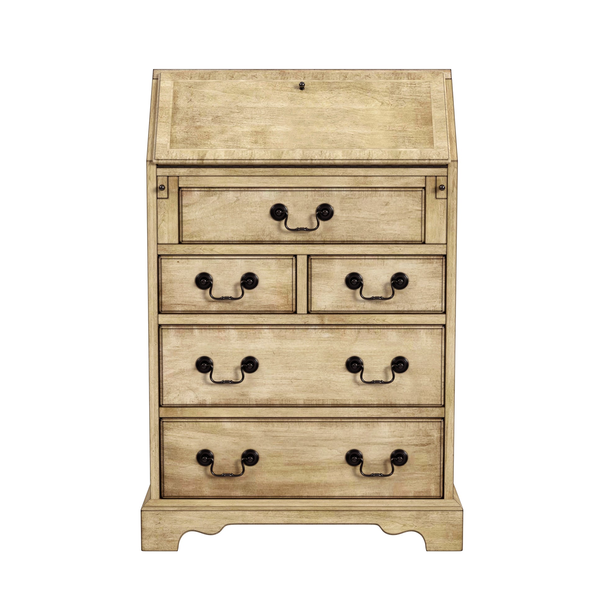 Butler Specialty Company Danforth 25.5 in. W Rectangular Wood 5 Drawer Secretary with Drop Front Writing Surface, Beige