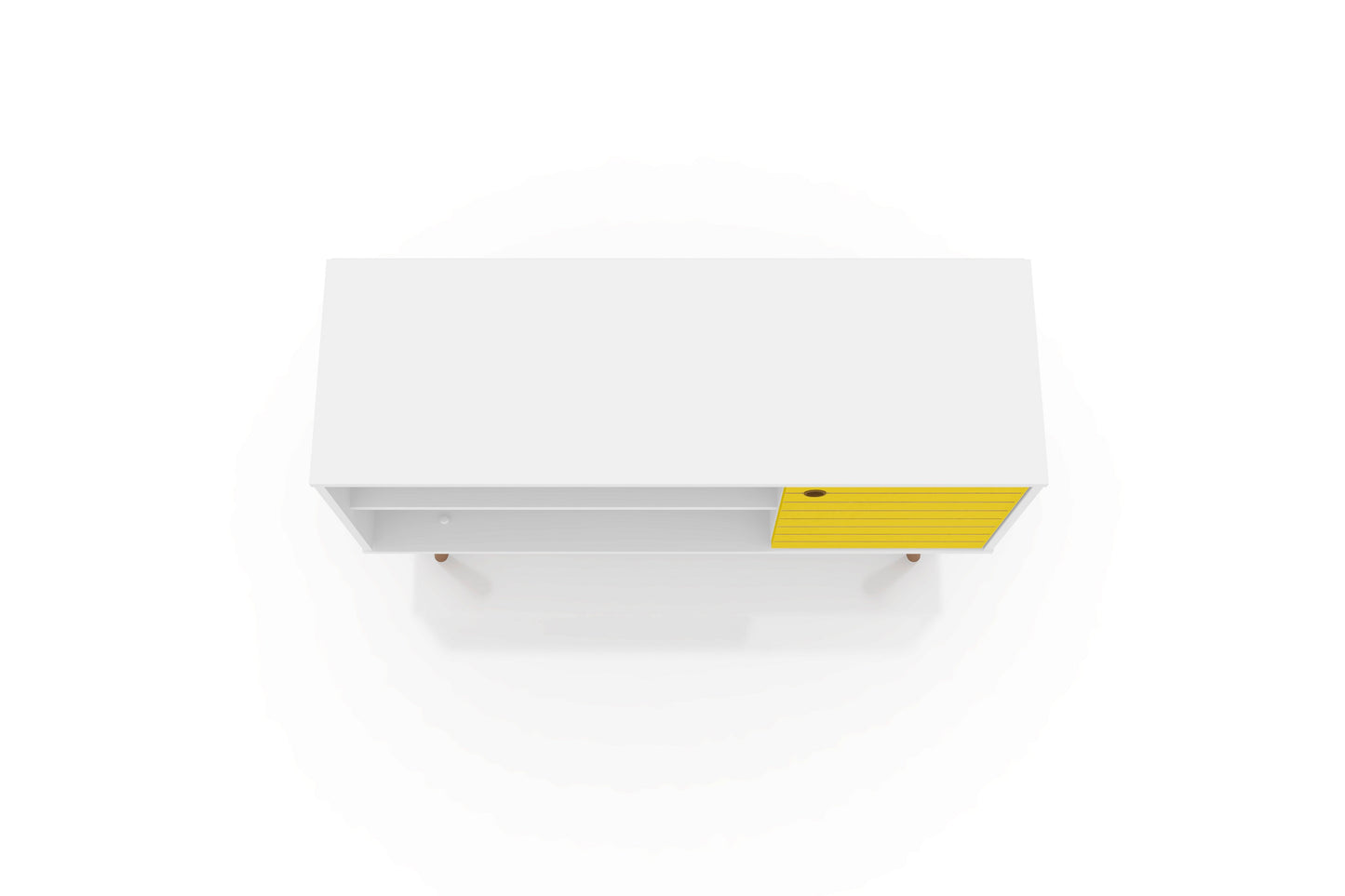 Manhattan Comfort Liberty 42.52" Mid-Century Modern TV Stand with 2 Shelves and 1 Door in White and Yellow 212BMC64