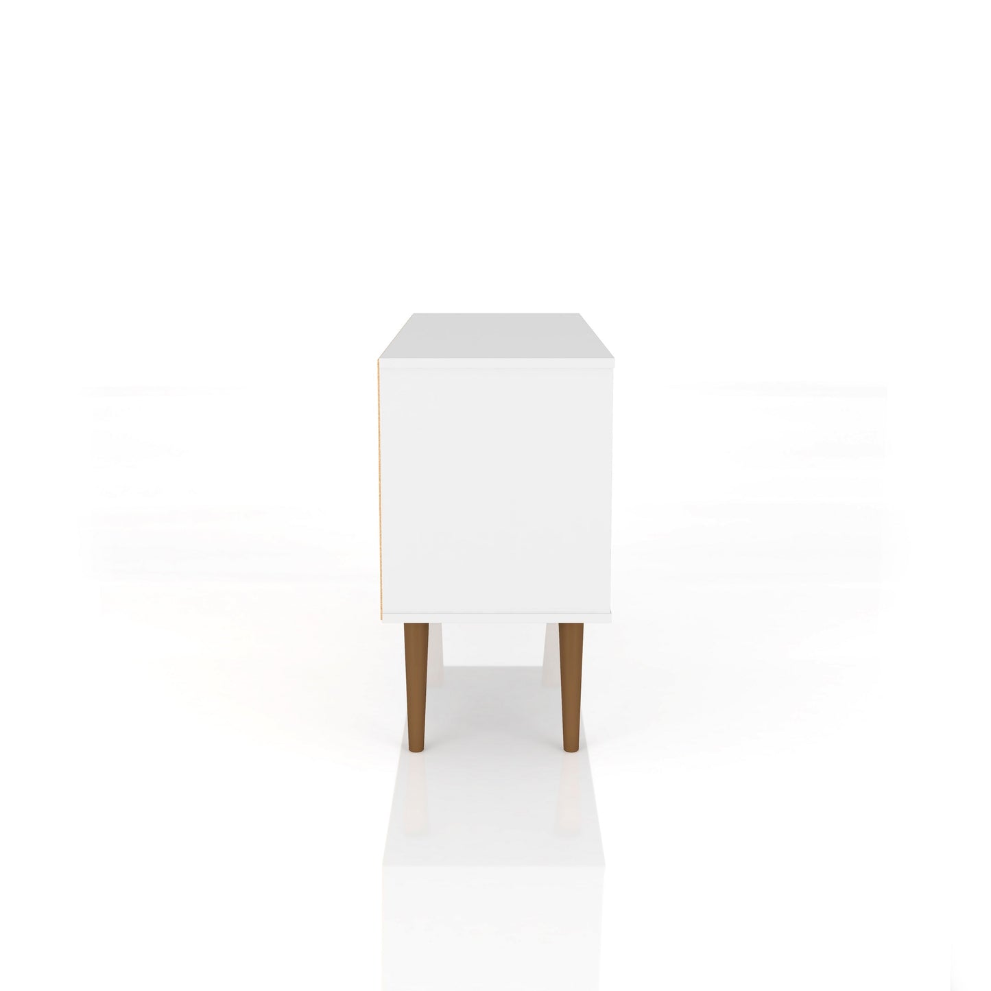 Manhattan Comfort Liberty 42.52" Mid-Century Modern TV Stand with 2 Shelves and 1 Door in White and 3D Brown Prints 212BMC67