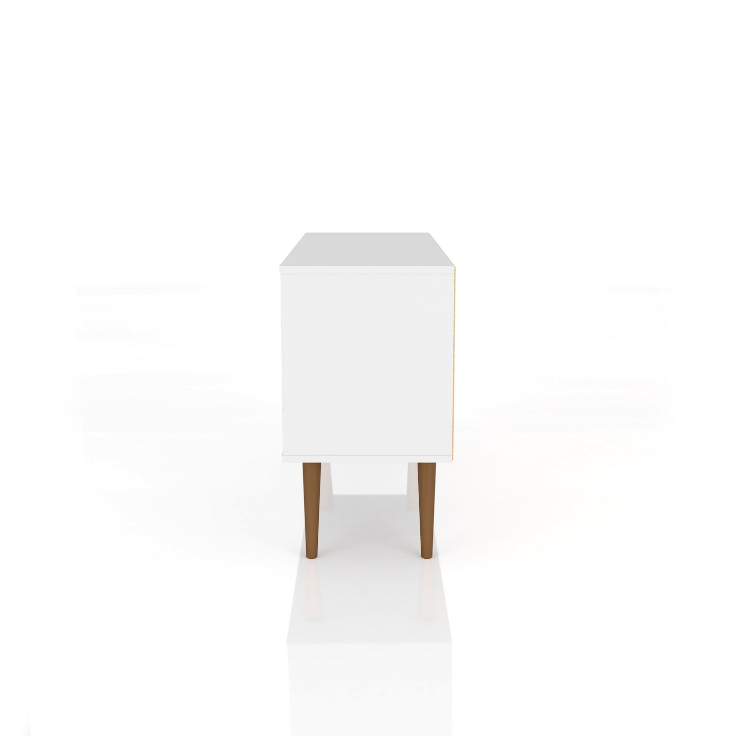 Manhattan Comfort Liberty 42.52" Mid-Century Modern TV Stand with 2 Shelves and 1 Door in White and 3D Brown Prints 212BMC67