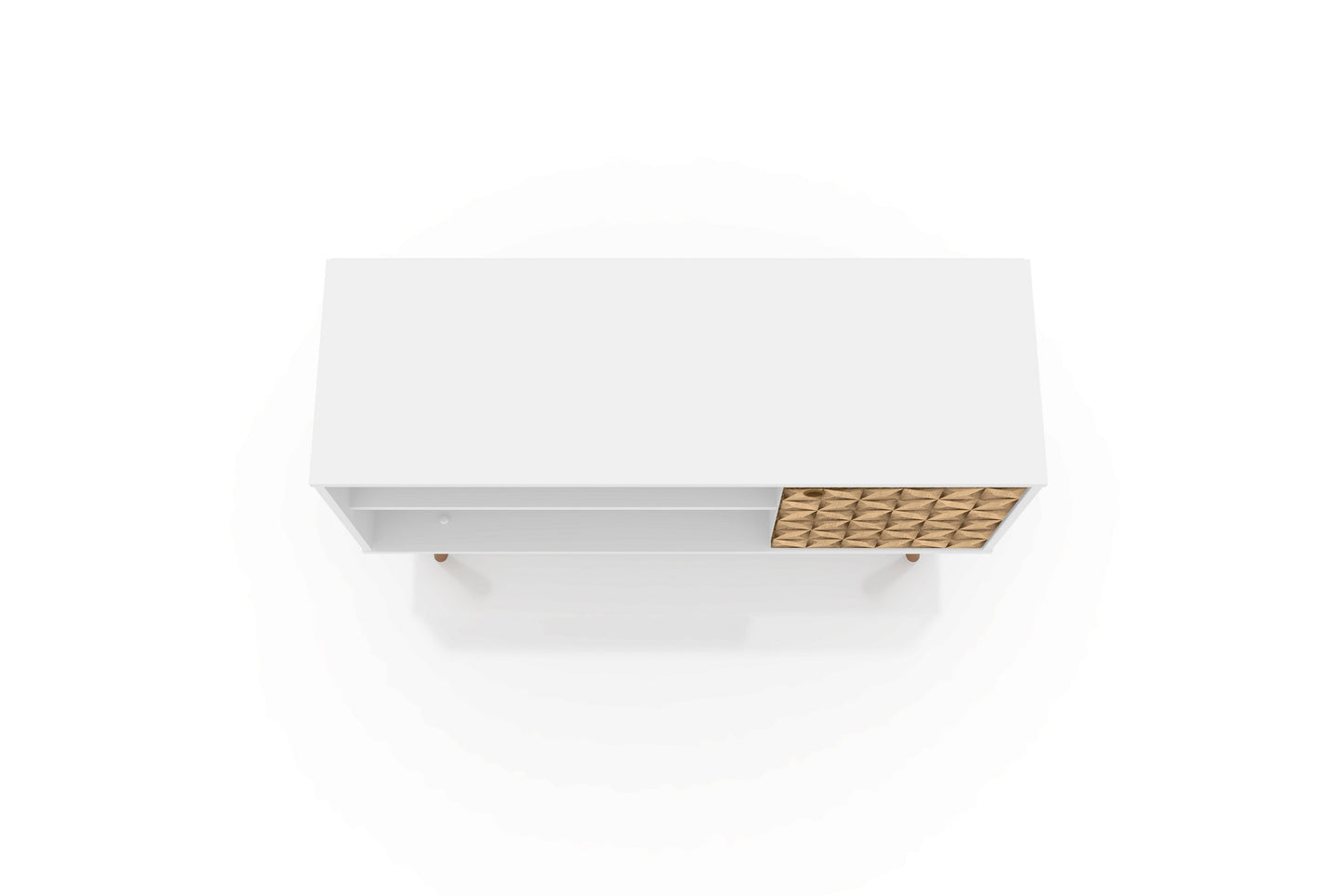 Manhattan Comfort Liberty 42.52" Mid-Century Modern TV Stand with 2 Shelves and 1 Door in White and 3D Brown Prints 212BMC67