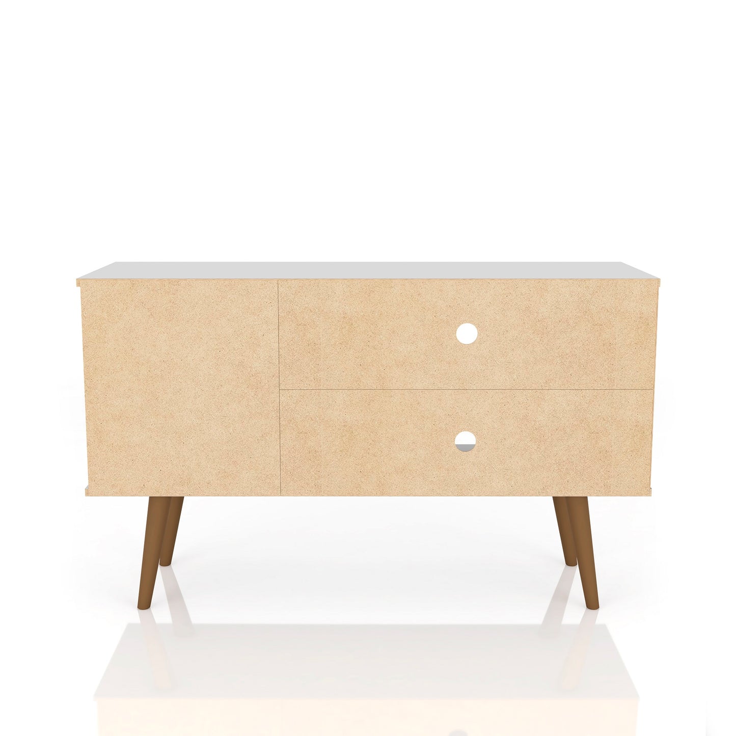Manhattan Comfort Liberty 42.52" Mid-Century Modern TV Stand with 2 Shelves and 1 Door in White and 3D Brown Prints 212BMC67