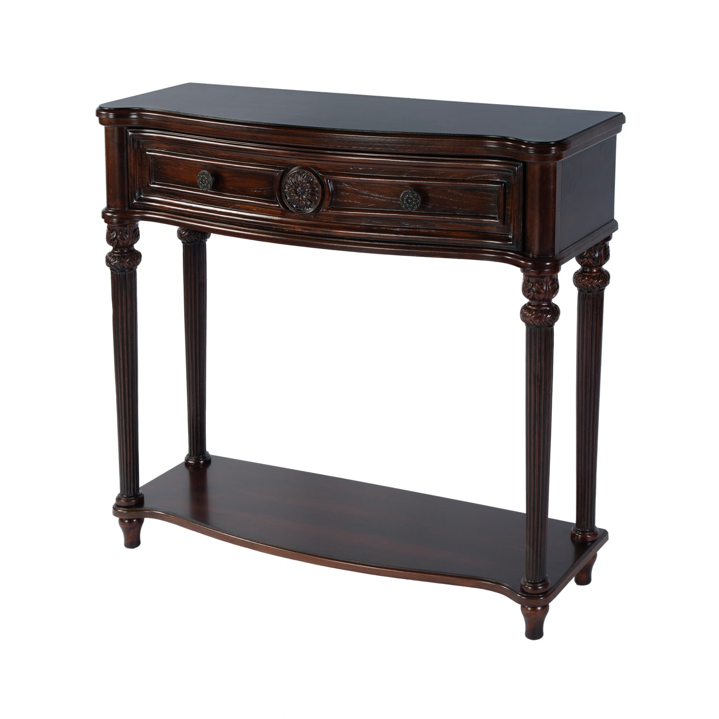 Butler Specialty Company Alexander 37 in. W Rectangular Wood 1 Drawer Console Table with Lower Open Shelf, Dark Brown