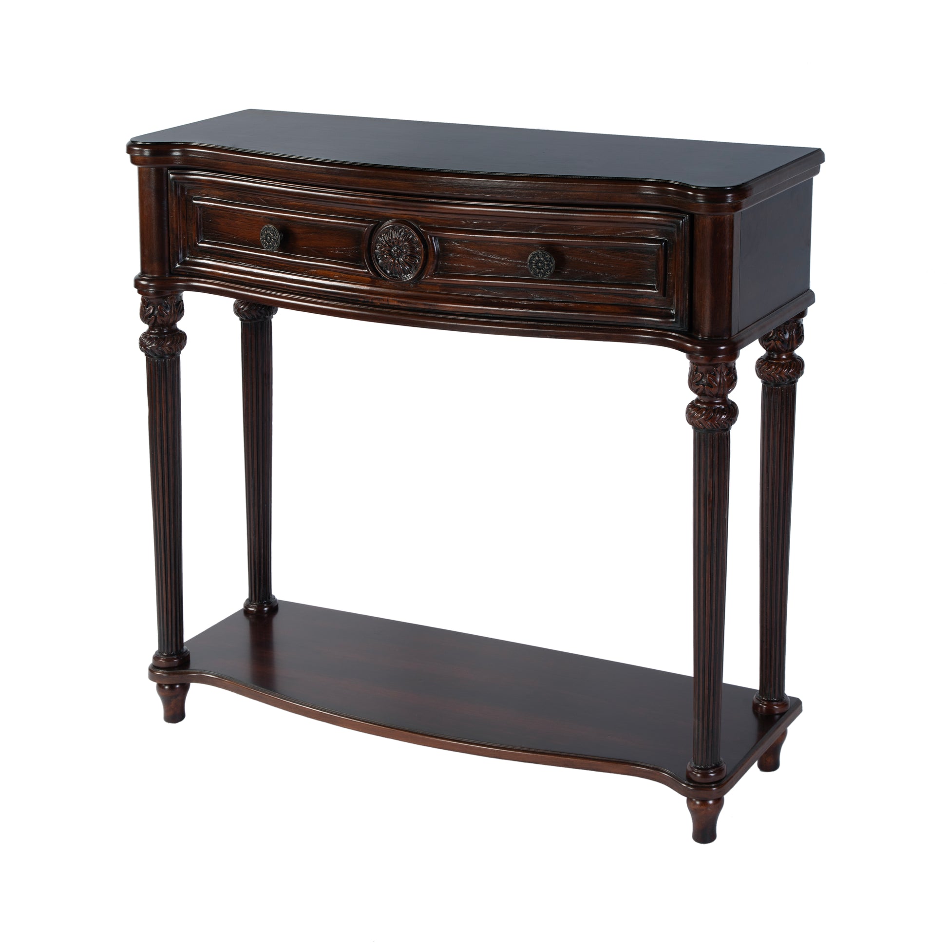 Butler Specialty Company Alexander 37 in. W Rectangular Wood 1 Drawer Console Table with Lower Open Shelf, Dark Brown