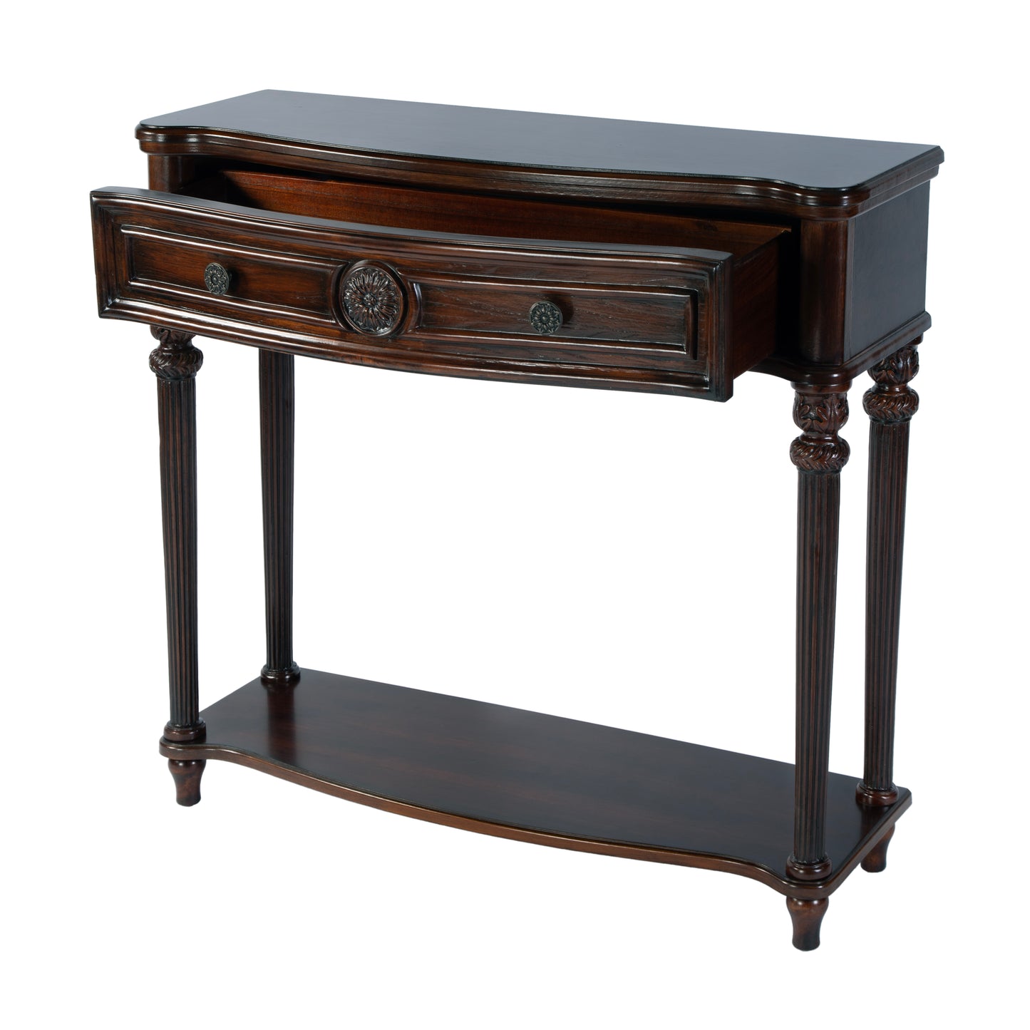 Butler Specialty Company Alexander 37 in. W Rectangular Wood 1 Drawer Console Table with Lower Open Shelf, Dark Brown
