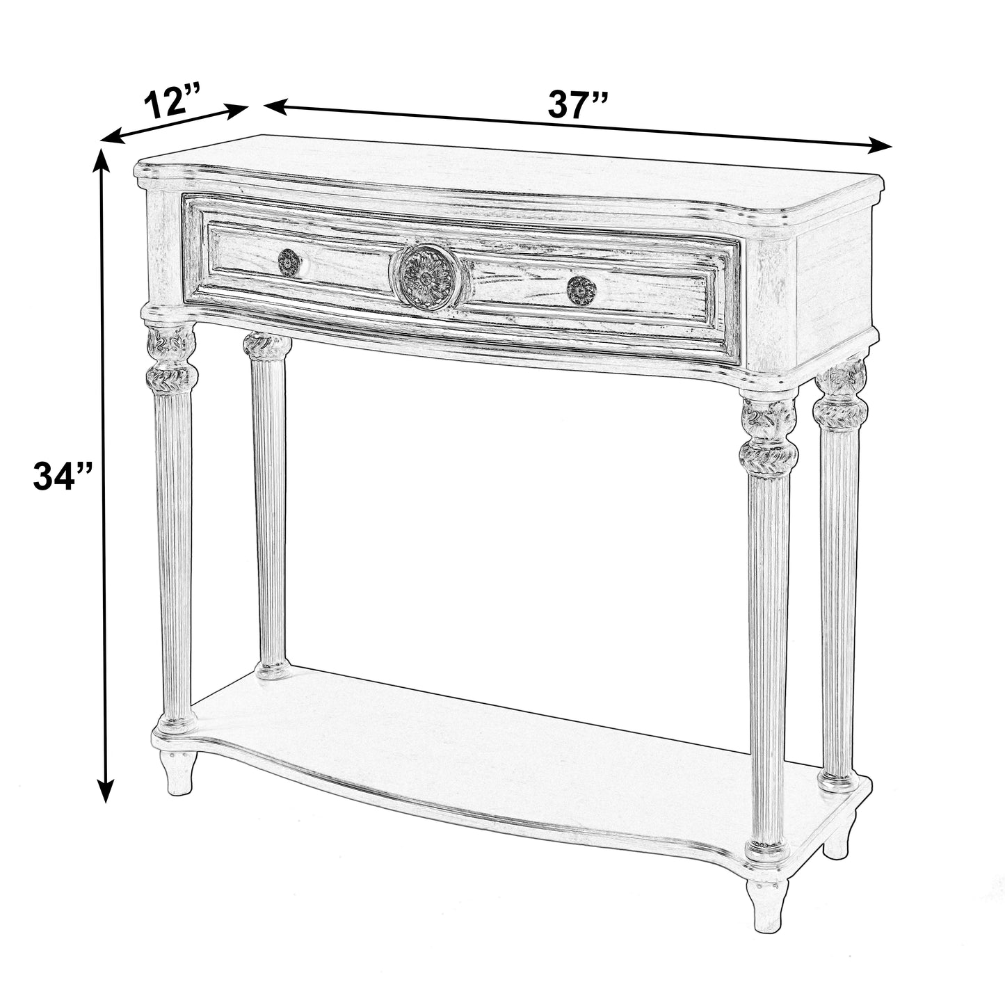 Butler Specialty Company Alexander 37 in. W Rectangular Wood 1 Drawer Console Table with Lower Open Shelf, Dark Brown