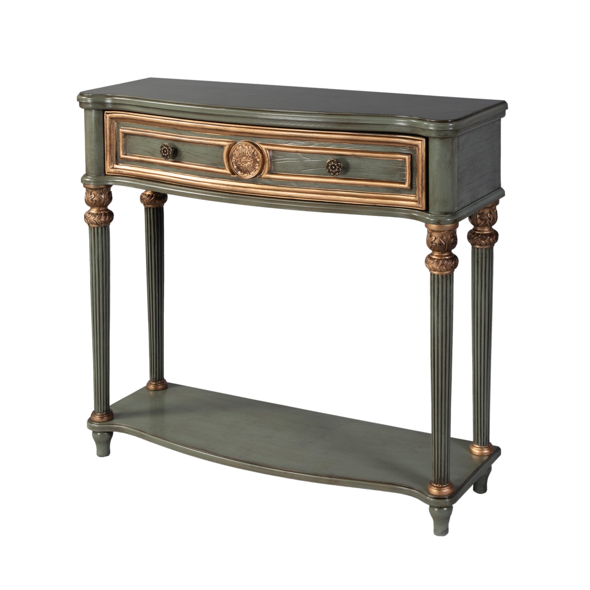 Butler Specialty Company Alexander 37 in. W Rectangular Wood 1 Drawer Console Table with Lower Open Shelf, Green
