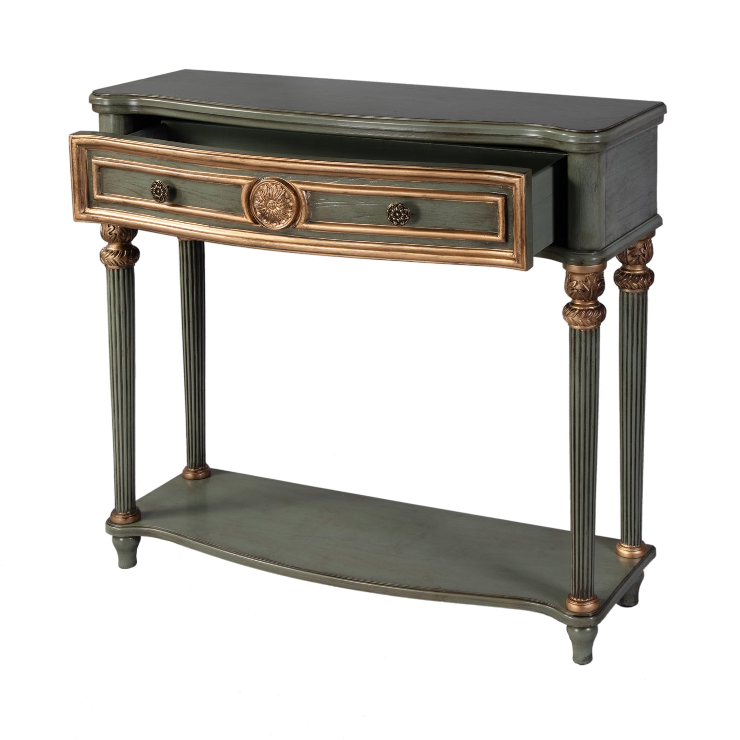 Butler Specialty Company Alexander 37 in. W Rectangular Wood 1 Drawer Console Table with Lower Open Shelf, Green