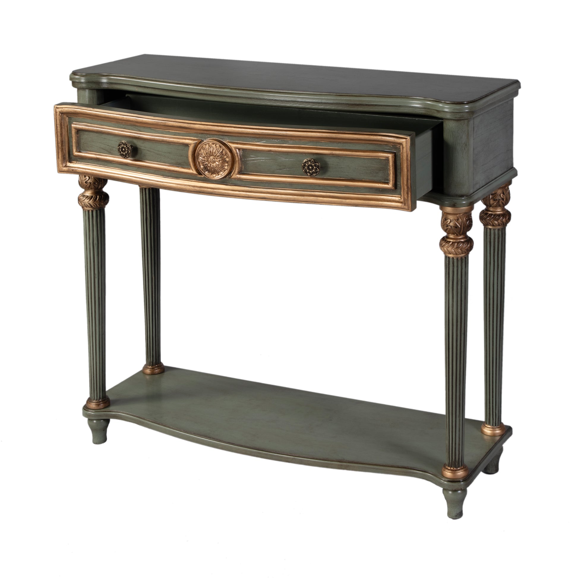 Butler Specialty Company Alexander 37 in. W Rectangular Wood 1 Drawer Console Table with Lower Open Shelf, Green