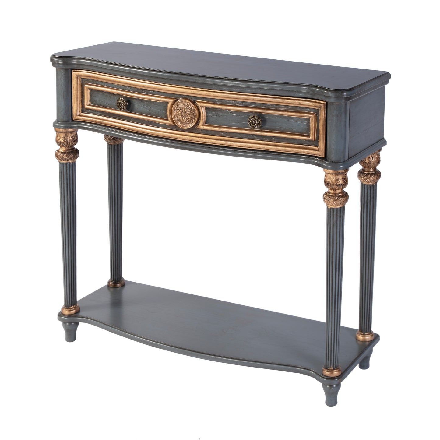 Butler Specialty Company Alexander 37 in. W Rectangular Wood 1 Drawer Console Table with Lower Open Shelf, Blue