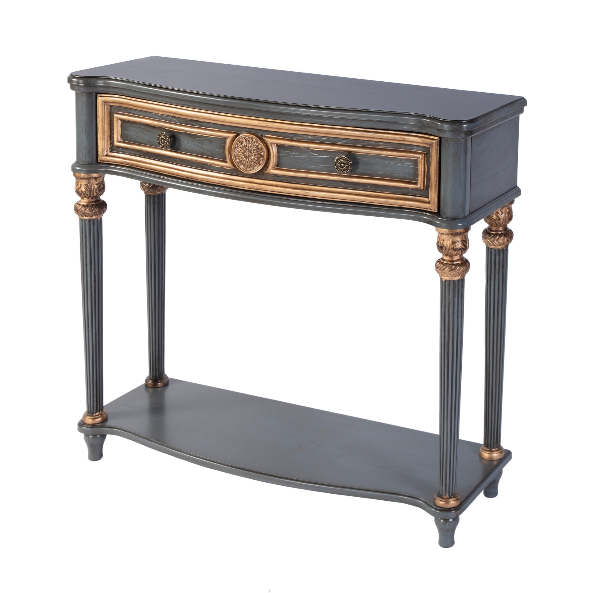 Butler Specialty Company Alexander 37 in. W Rectangular Wood 1 Drawer Console Table with Lower Open Shelf, Blue