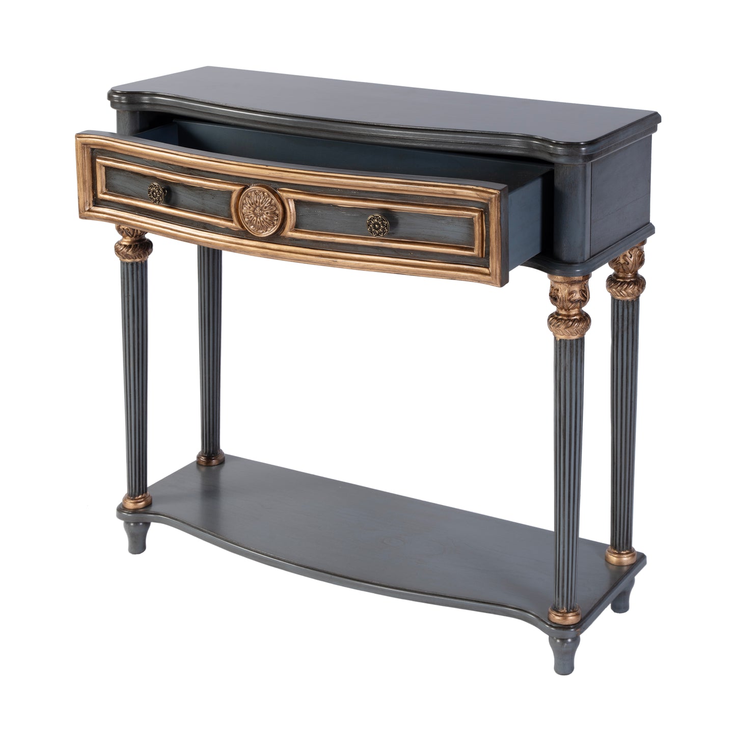 Butler Specialty Company Alexander 37 in. W Rectangular Wood 1 Drawer Console Table with Lower Open Shelf, Blue