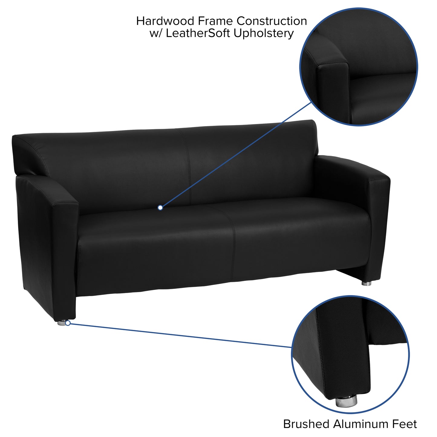 HERCULES Majesty Series Black LeatherSoft Sofa Black